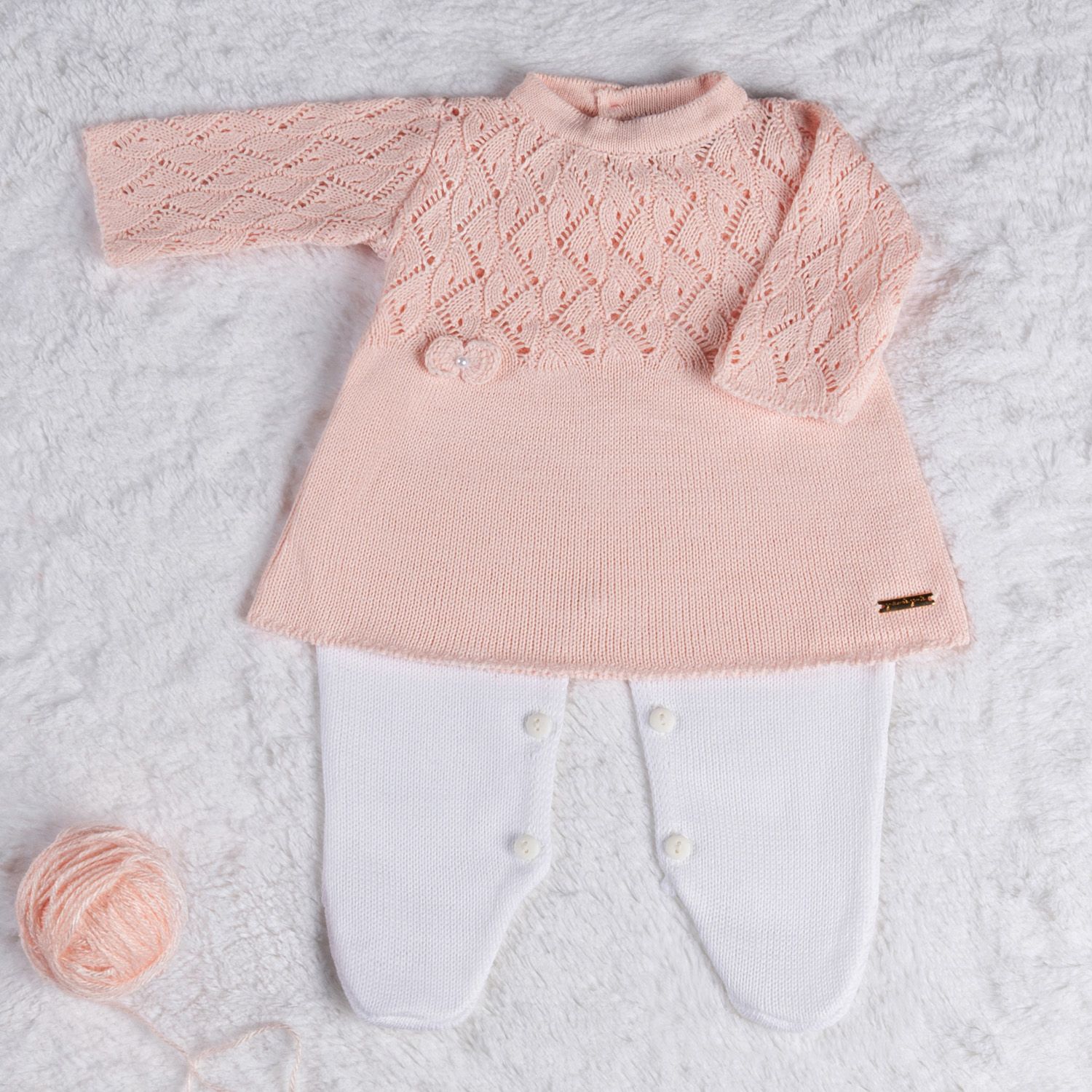 Saída Maternidade Tricot Vestido com Laços Amarelo Camomila 02 Peças