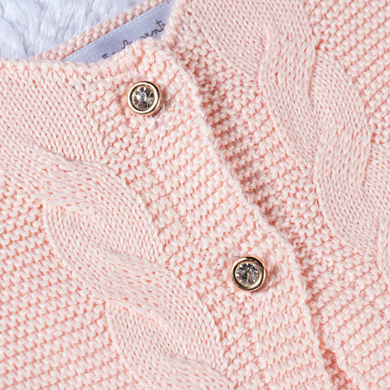 Casaquinho Tricot Trança Clássico Rosa