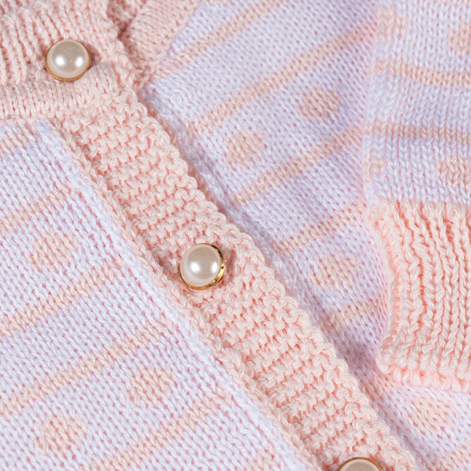 Casaquinho Tricot Listra Poá Rosa