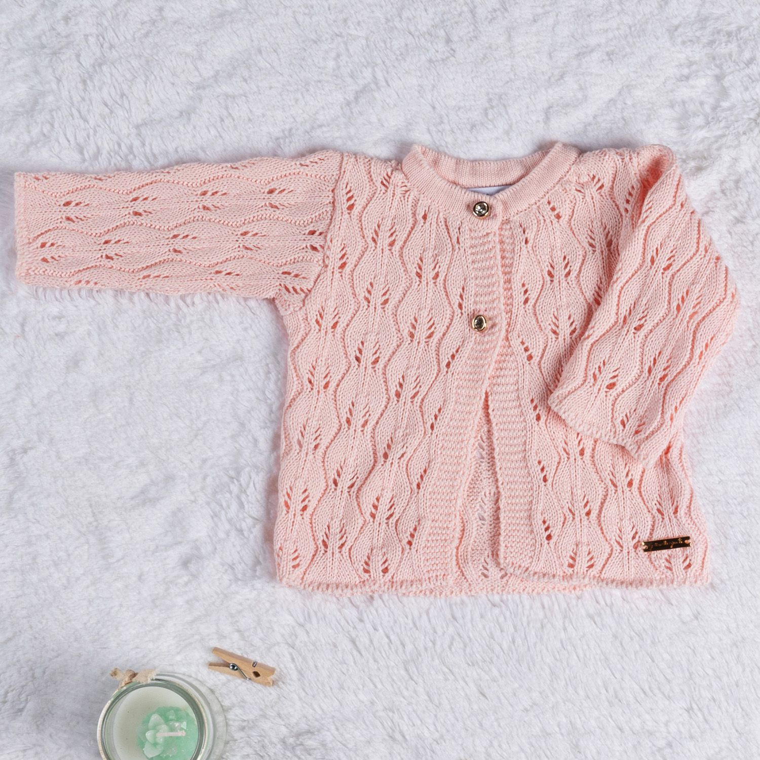 Casaquinho Tricot Vazado Amarelo Camomila