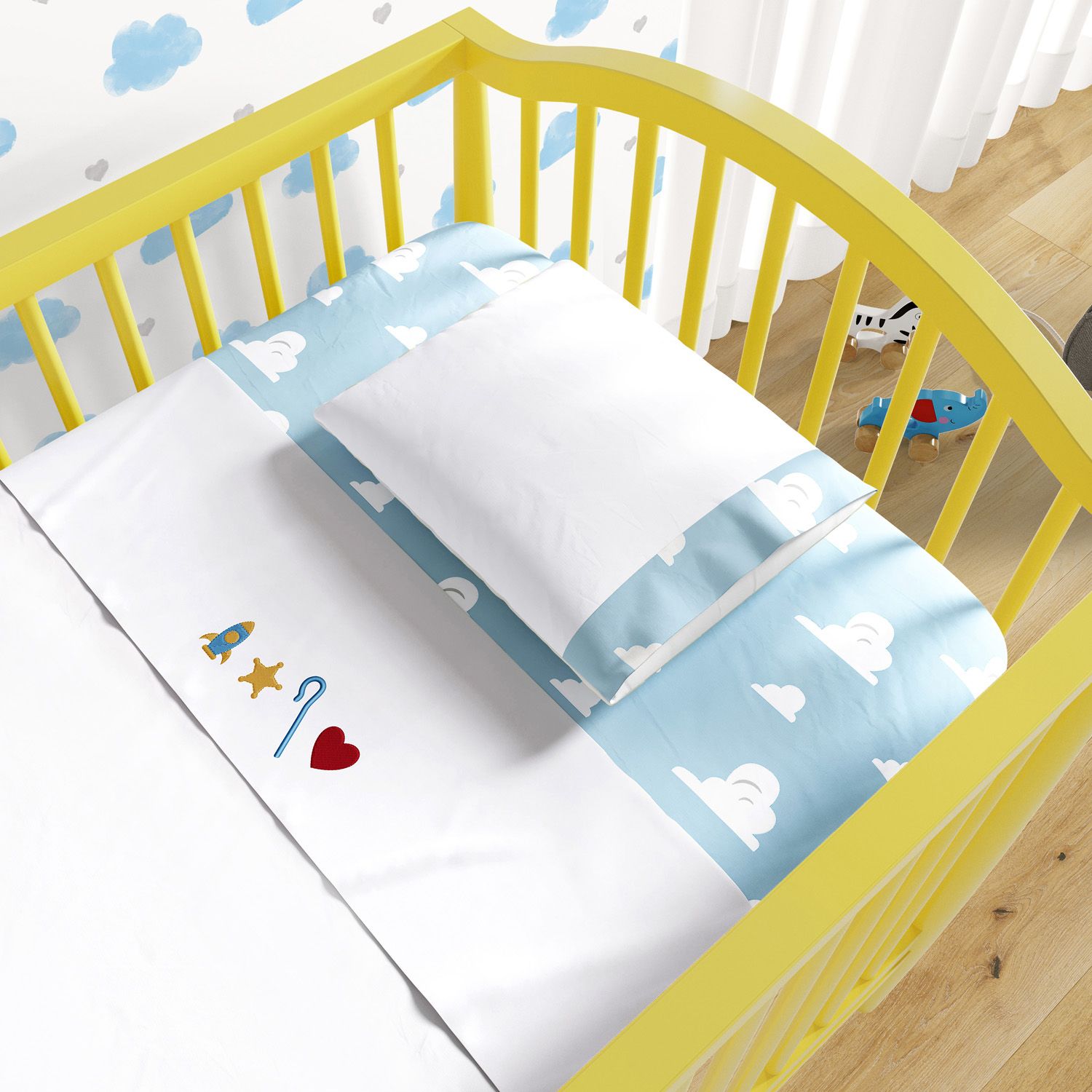 Jogo de Lençol Berço Bordado Toy Story 3 peças