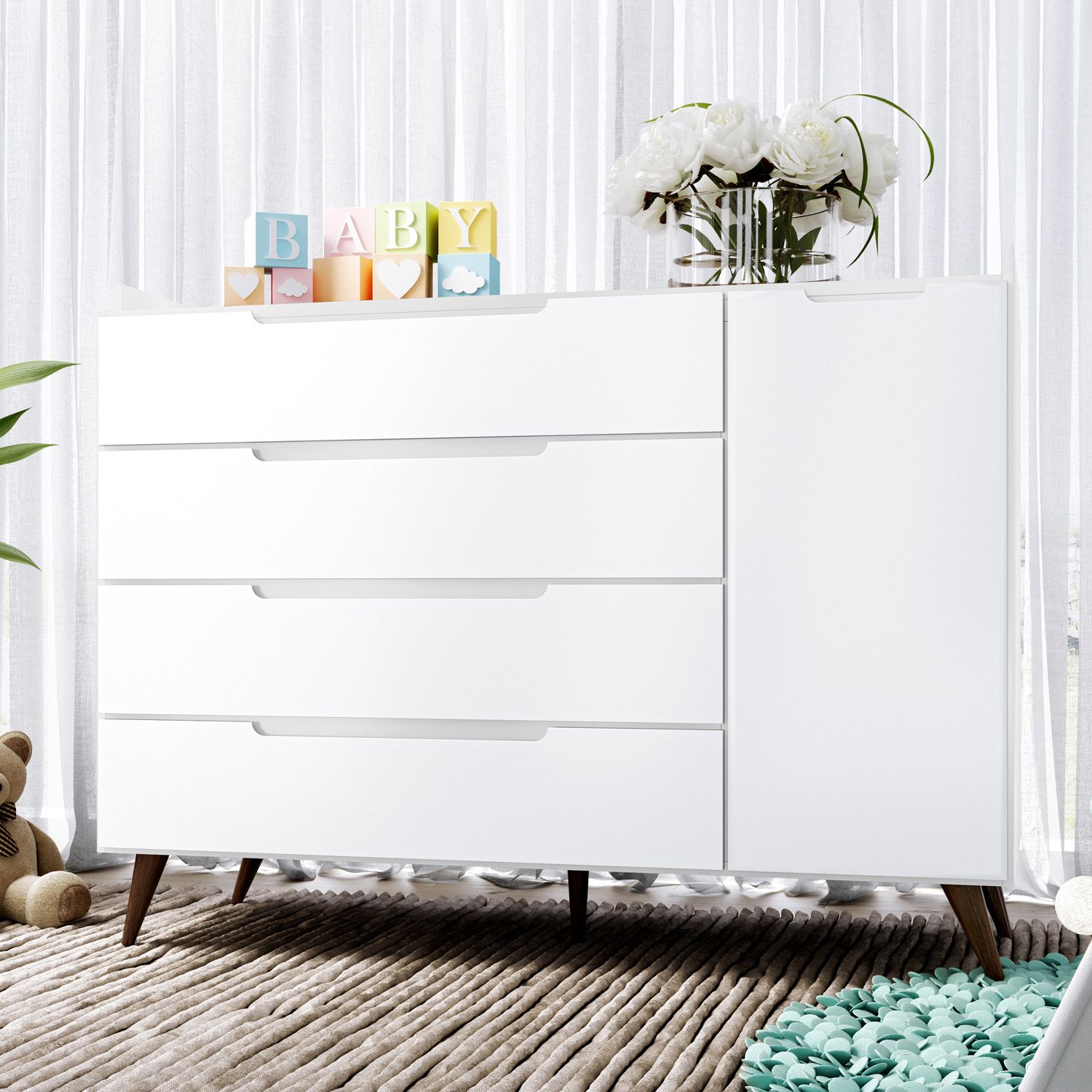 Cômoda Infantil Branco com Porta Capri