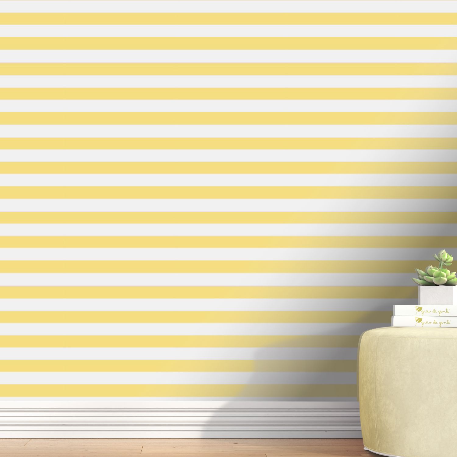 Papel de Parede Listrado Horizontal Cinza 3m