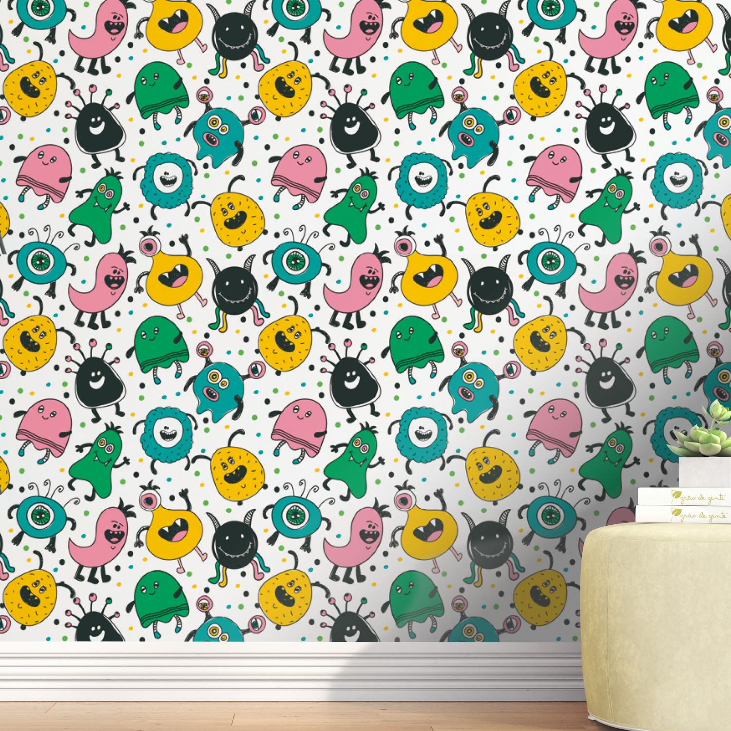 Papel de Parede Monstrinhos Colorido 3m