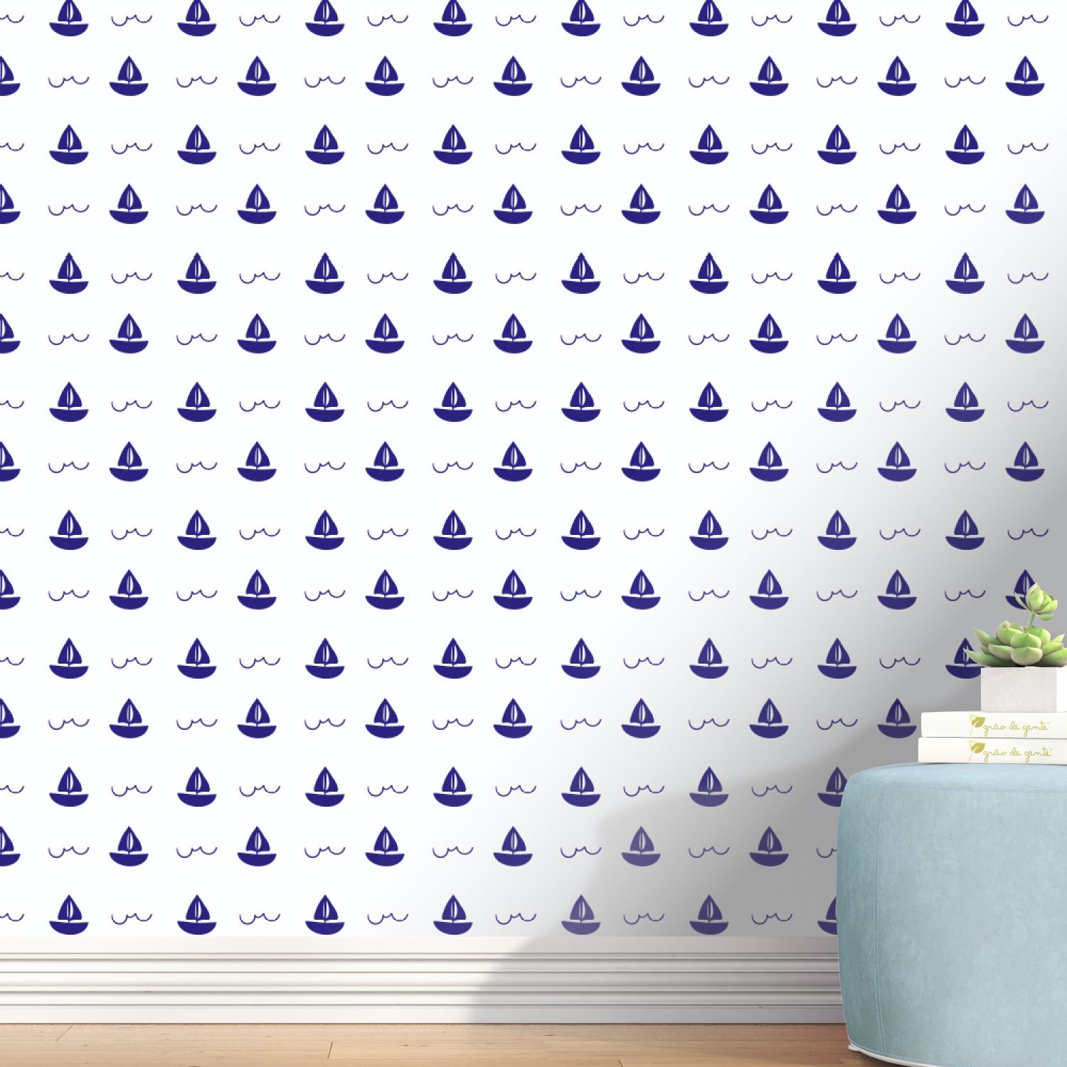 Papel de Parede Barquinho Azul 3m