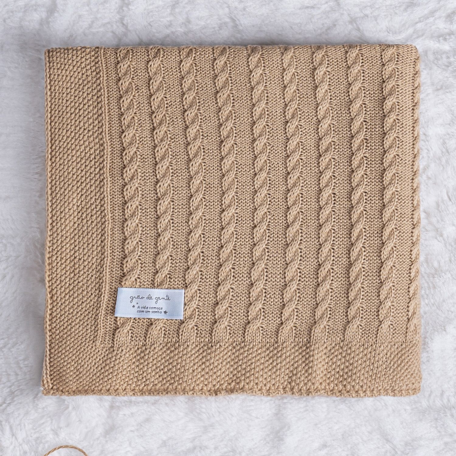 Saída Maternidade Tricot Trança Macacão Cinza Macaron 02 Peças