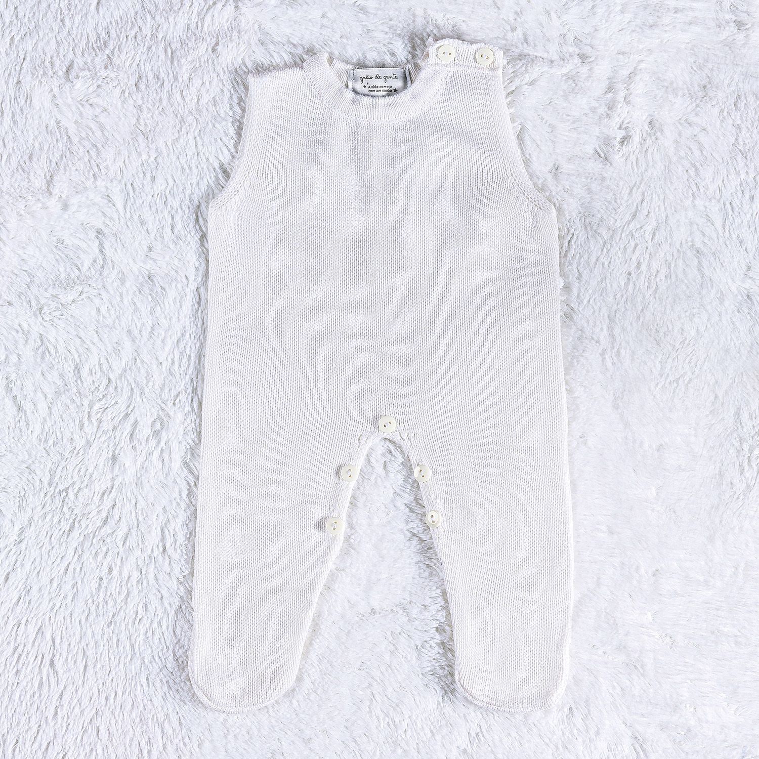 Saída Maternidade Tricot Casaquinho Neutro Chic Bege e Branco 03 Peças