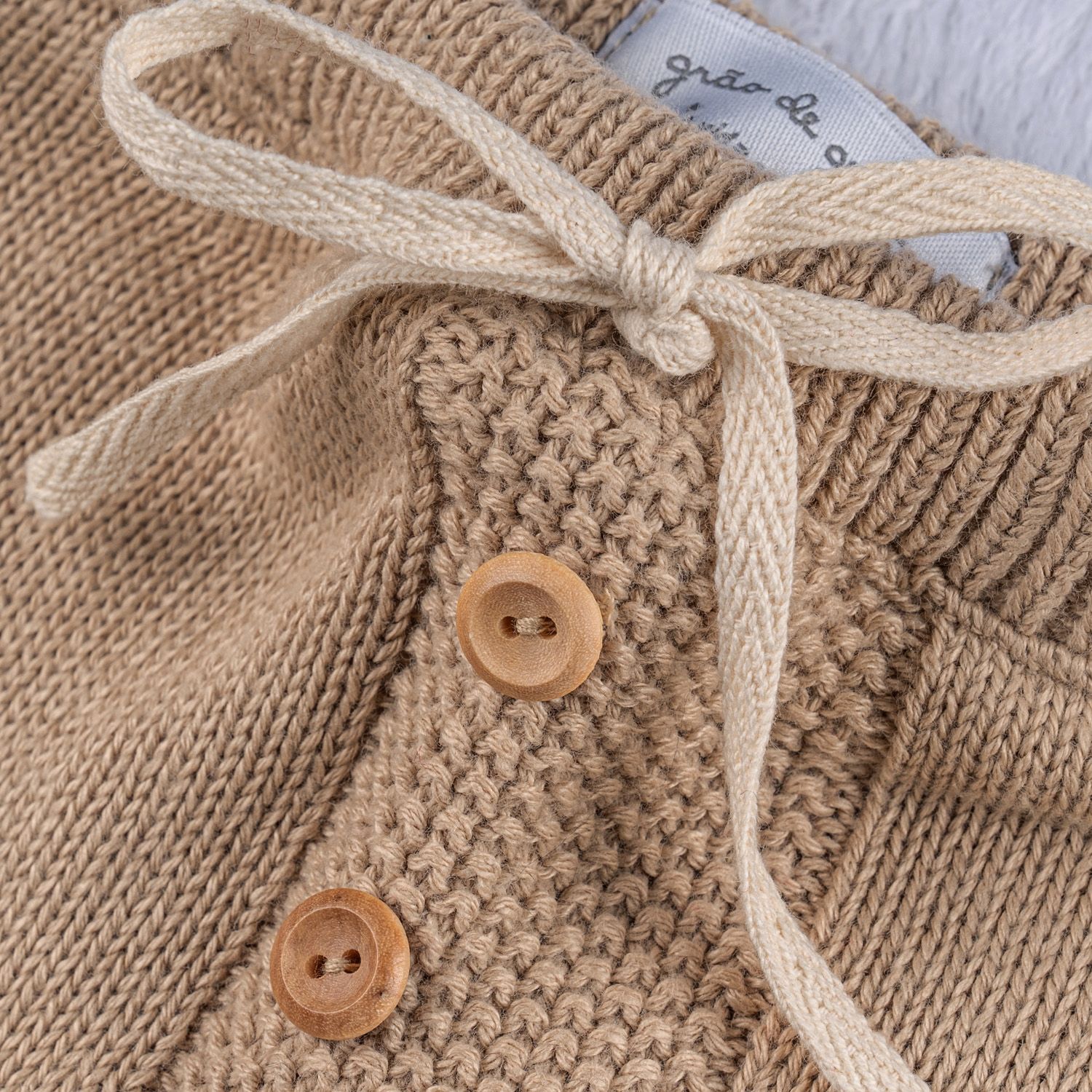 Saída Maternidade Tricot Conjunto Clássico Poá Capuccino 02 Peças