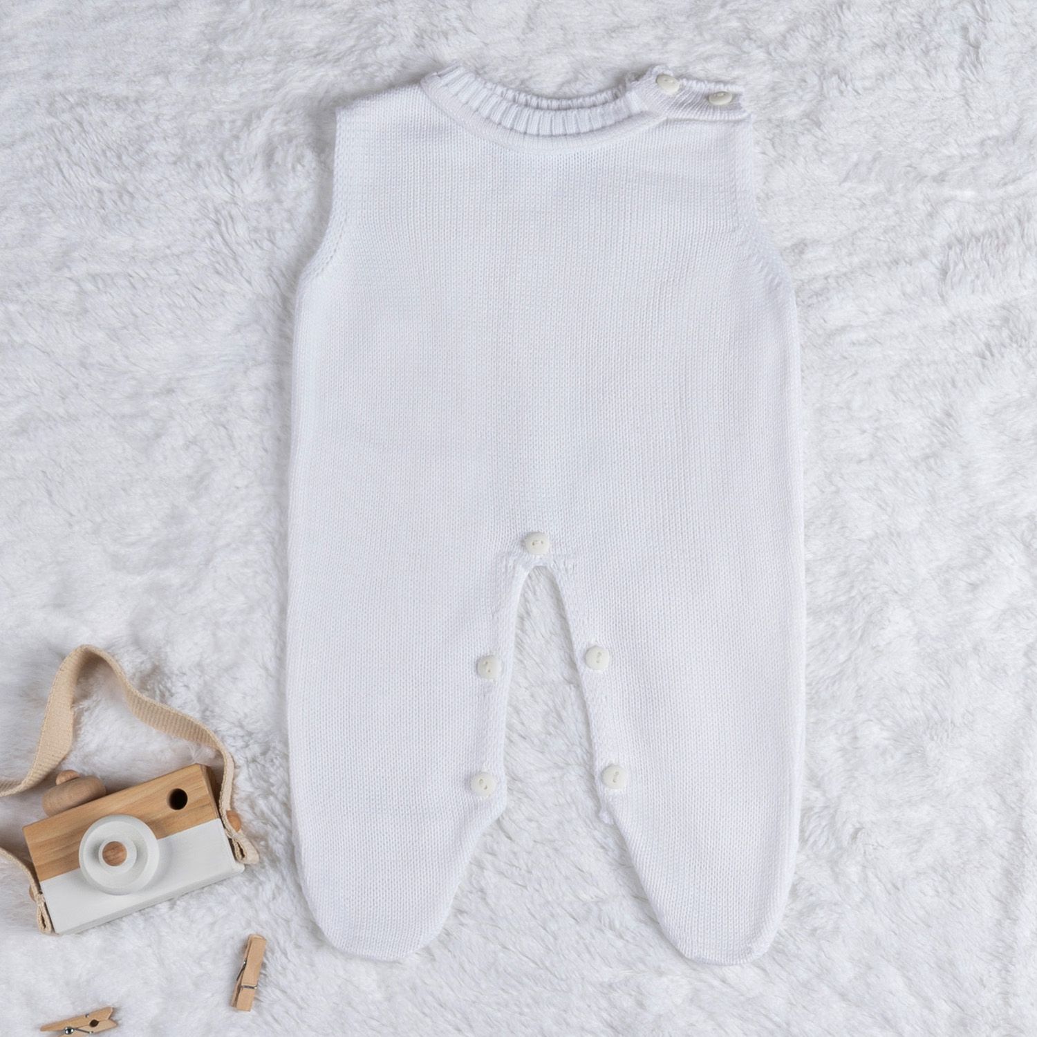 Saída Maternidade Tricot Casaquinho Branco Chantilly 03 Peças