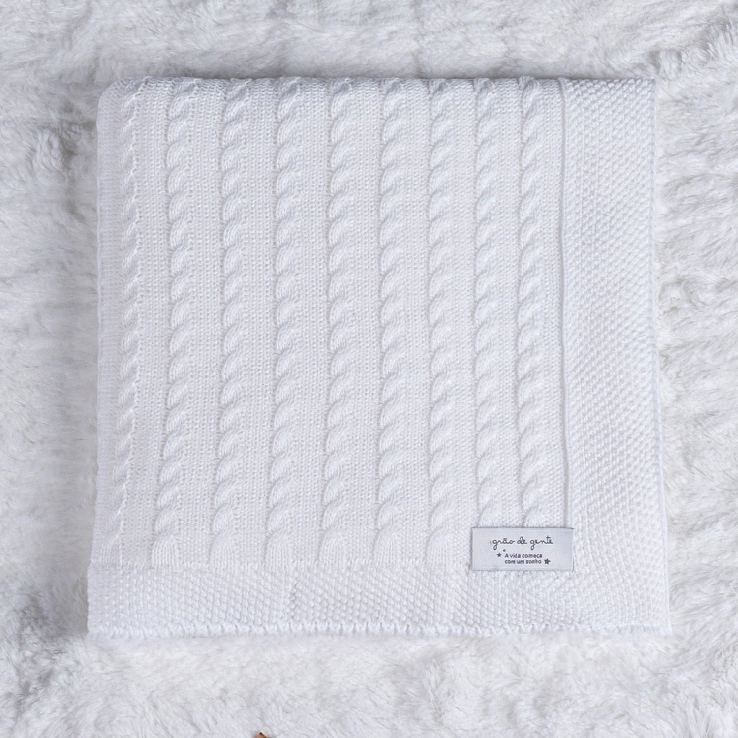 Saída Maternidade Tricot Vestido Pompom Branco Chantilly 02 Peças