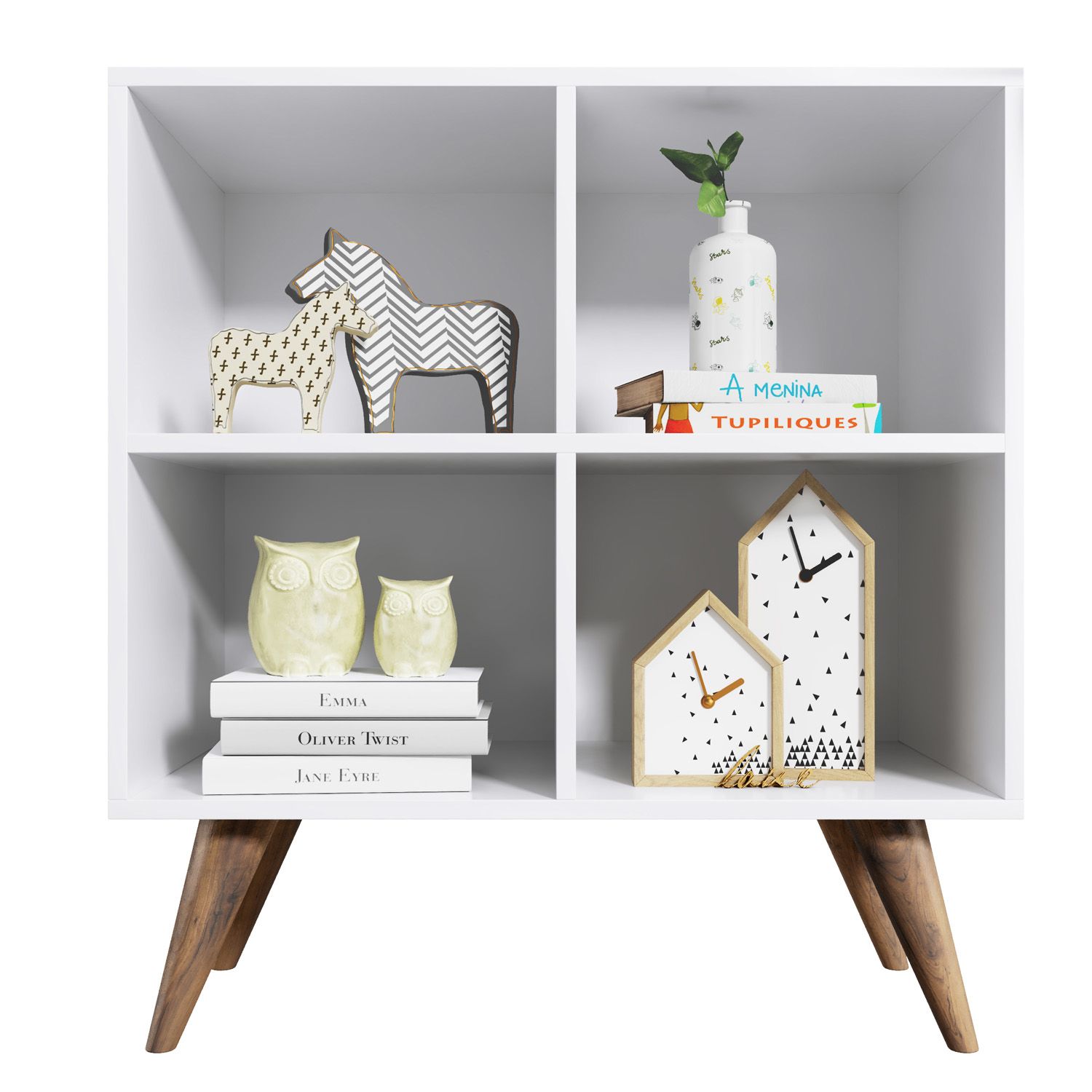 Estante Montessoriana 6 Nichos Branco e Madeira - imagem 2