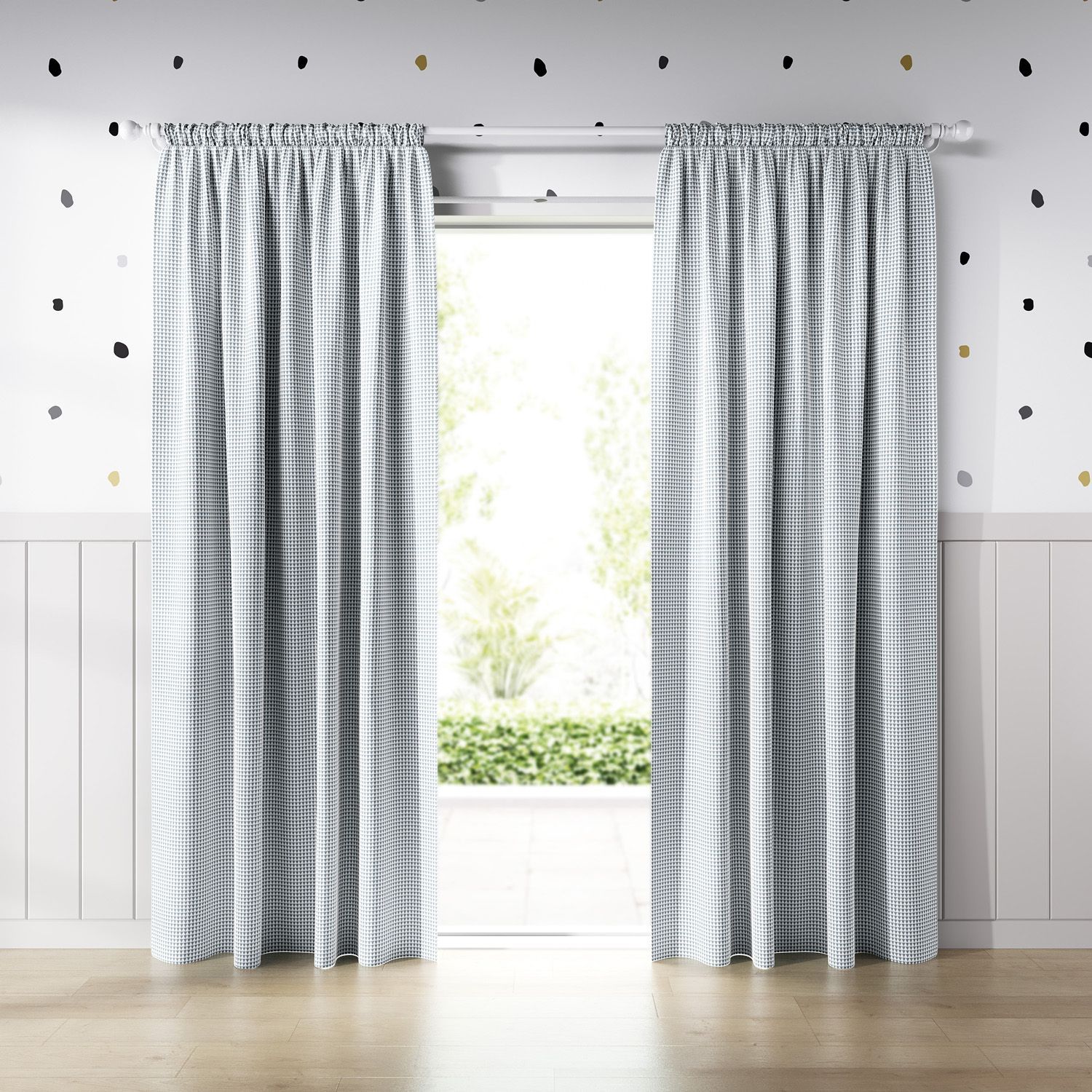 Cortina Estampa Geométrica Triângulo Cinza