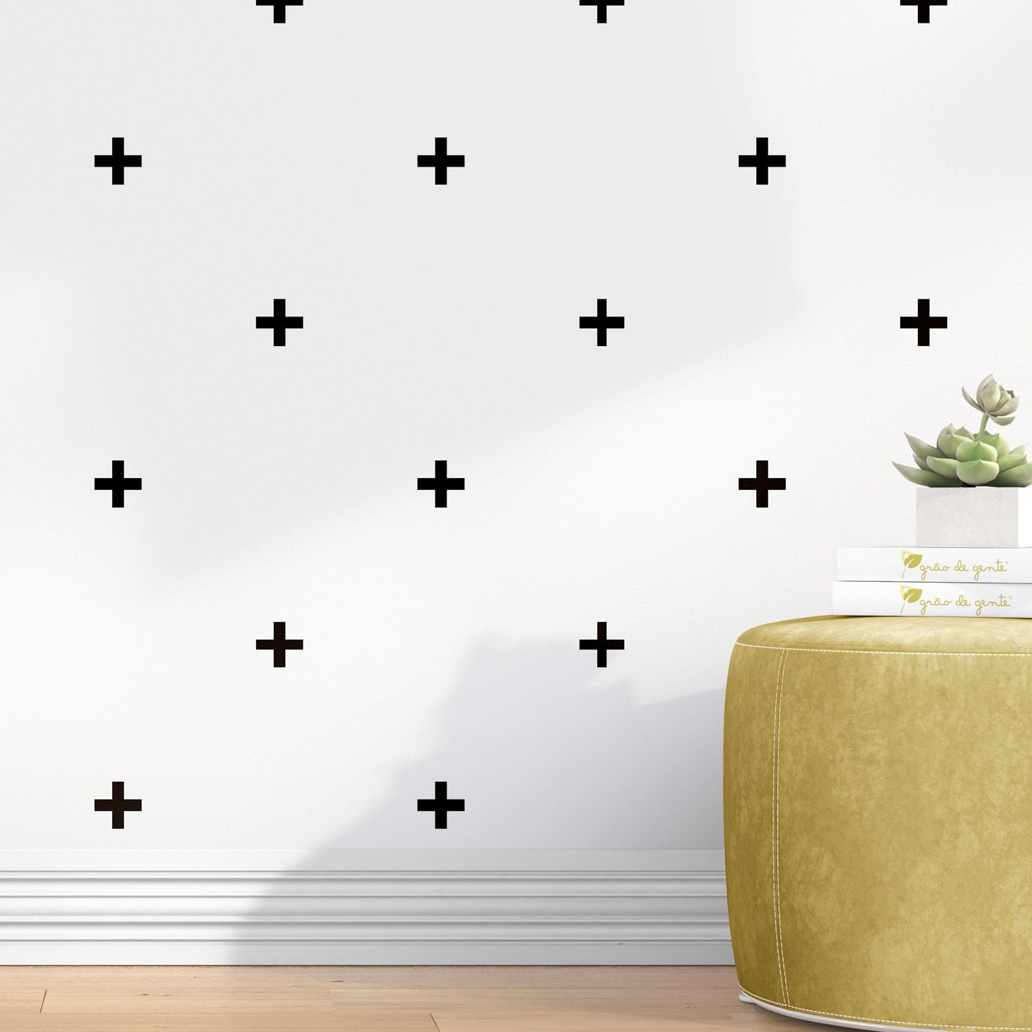 Papel de Parede Cruz Escandinava Preto e Branco