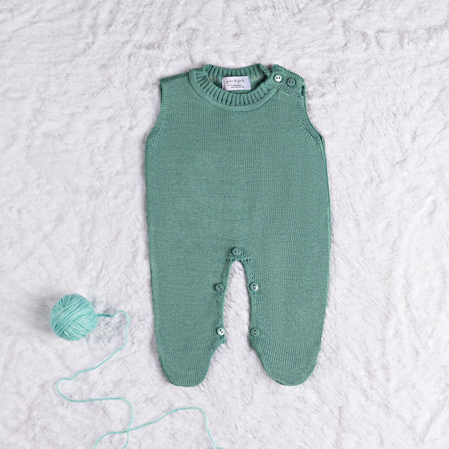 Saída Maternidade Tricot Casaquinho Verde Pistache 03 Peças