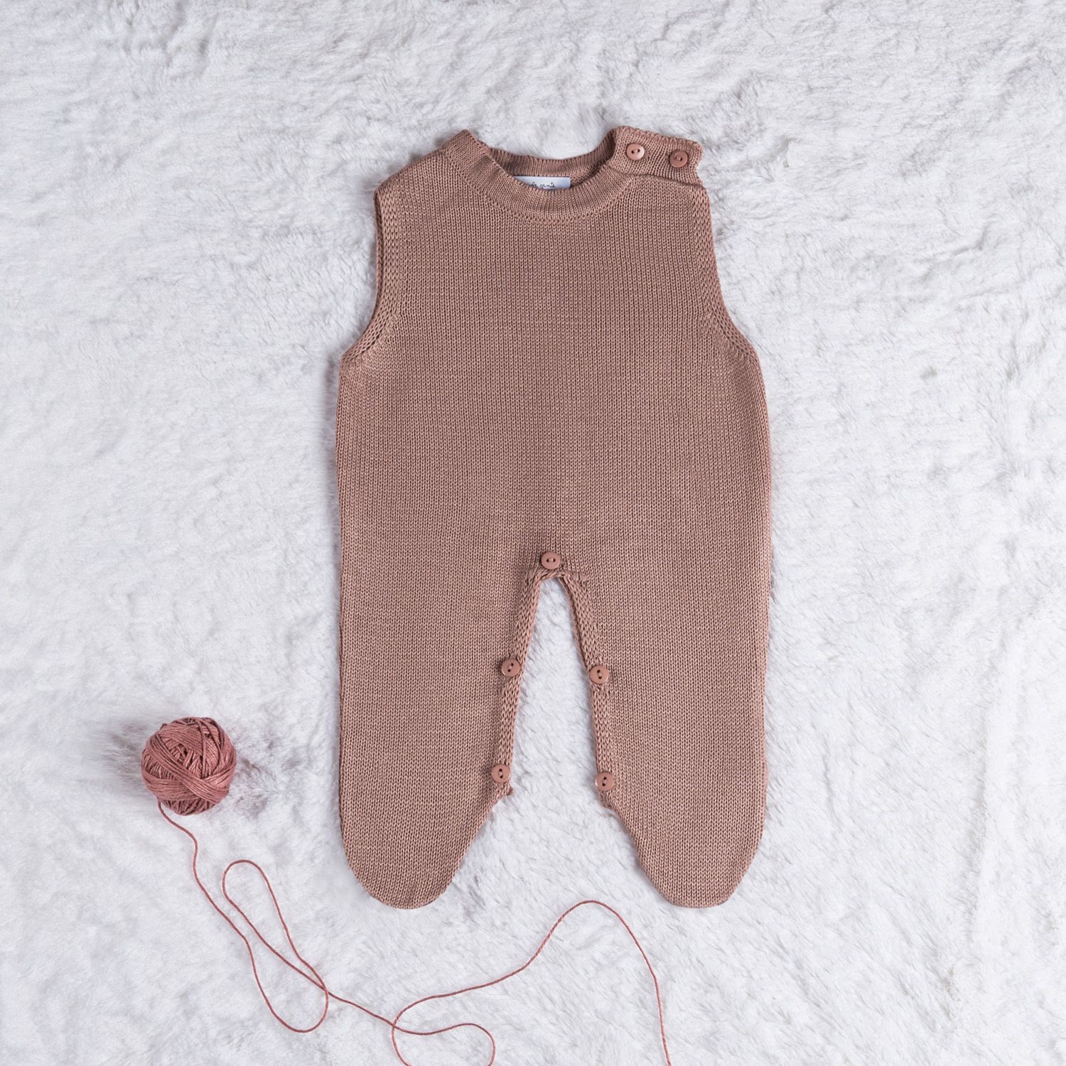 Saída Maternidade Tricot Clássico Poá Nude Rosé 03 Peças