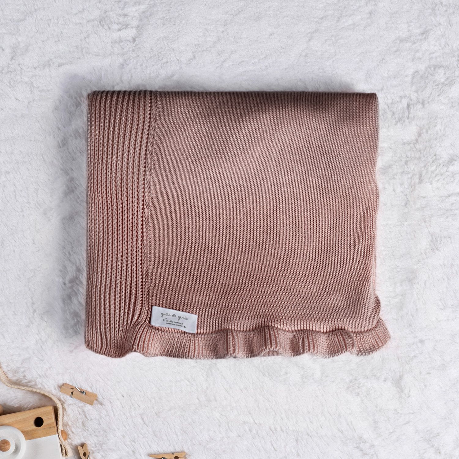 Saída Maternidade Tricot Clássico Poá Nude Rosé 03 Peças