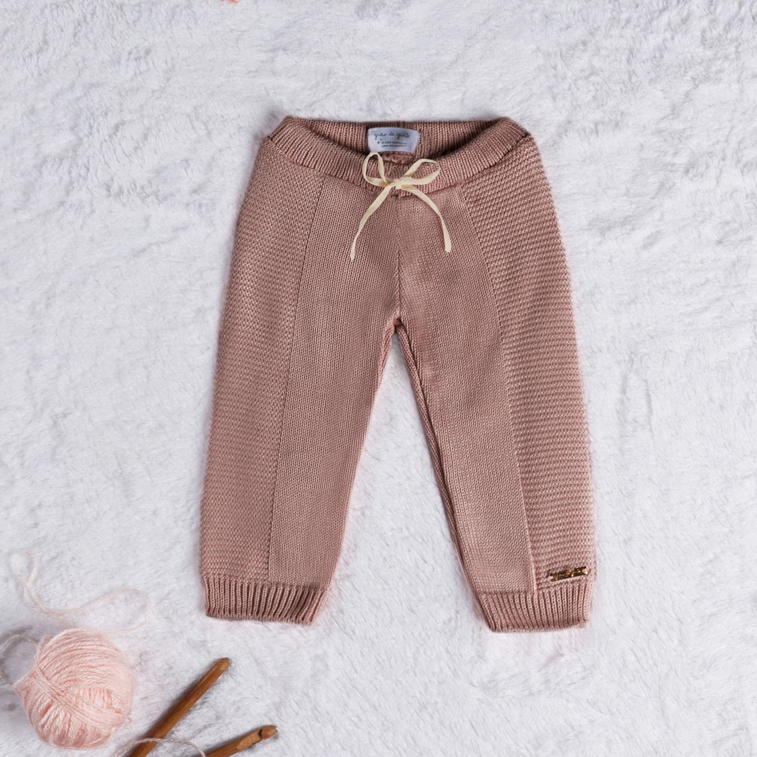 Saída Maternidade Tricot Menina Flor Rosa 02 peças