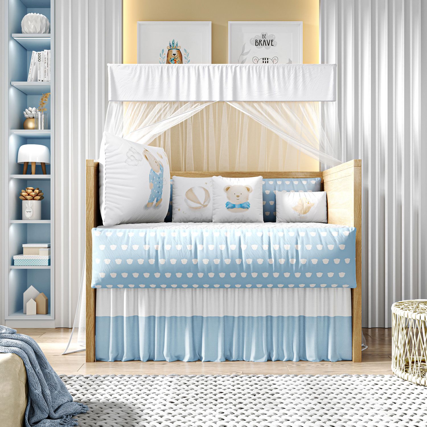 Kit Berço Ursinho de Pijama Azul