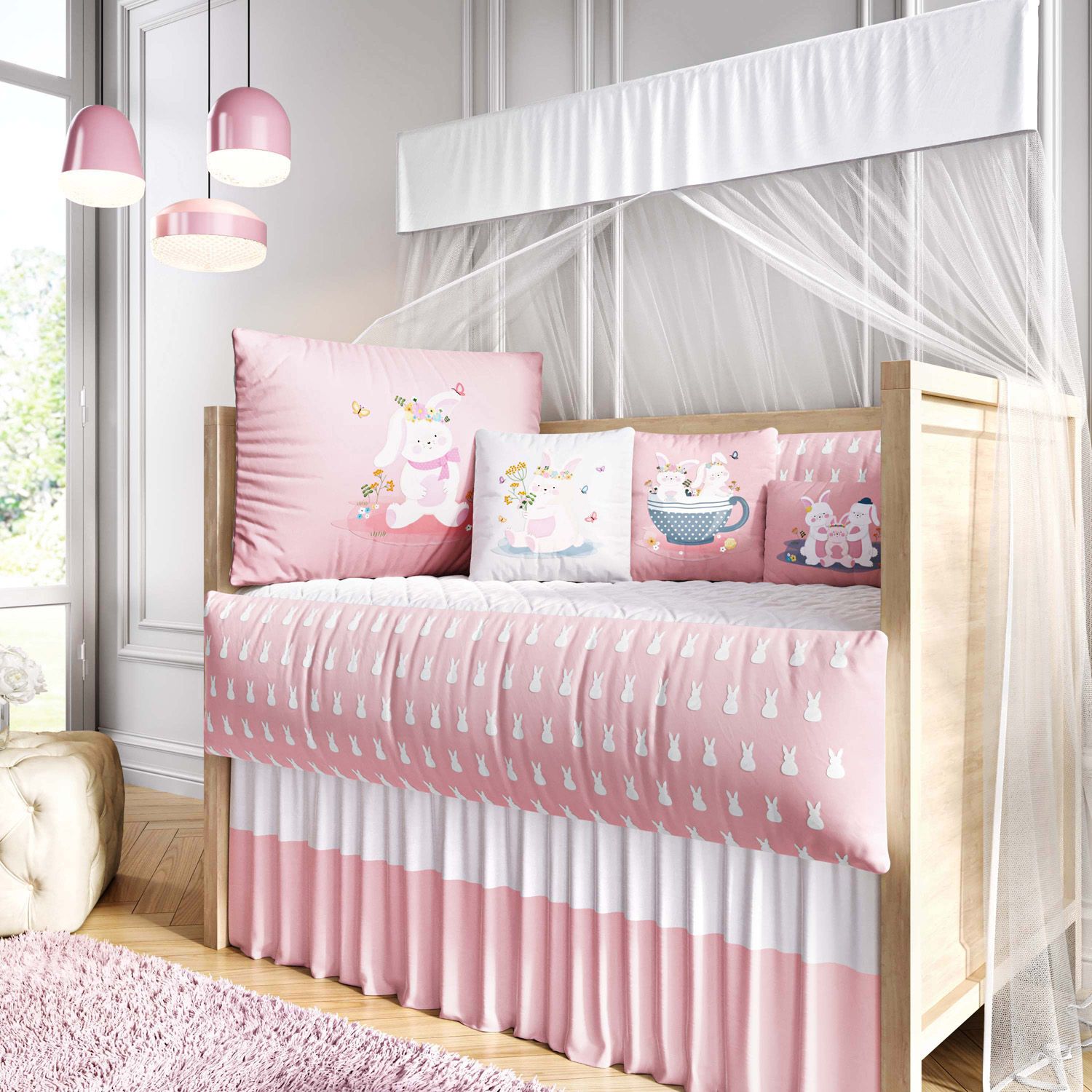 Kit Berço Coelhinha Lalá Rosa