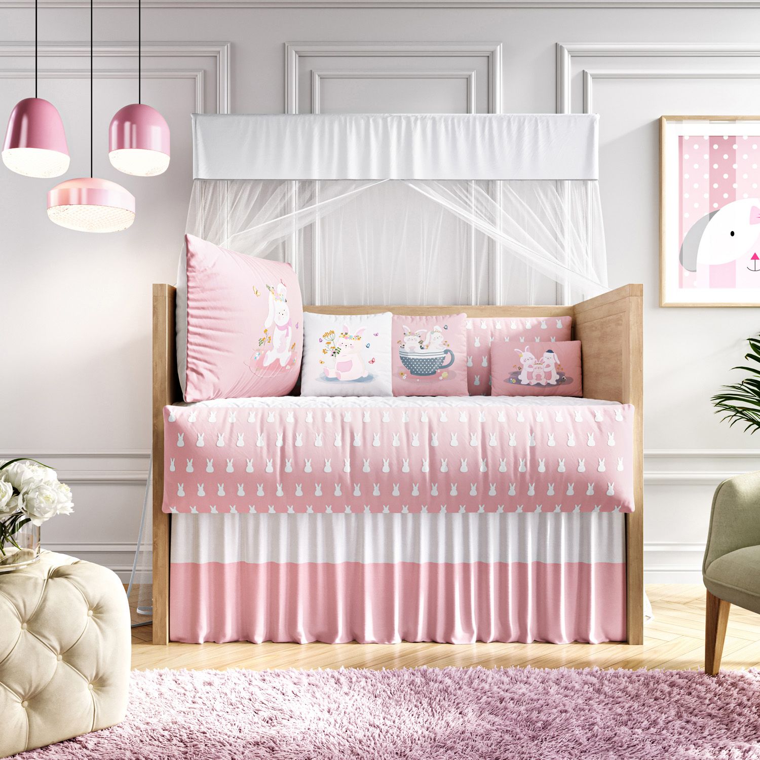 Kit Berço Coelhinha Lalá Rosa