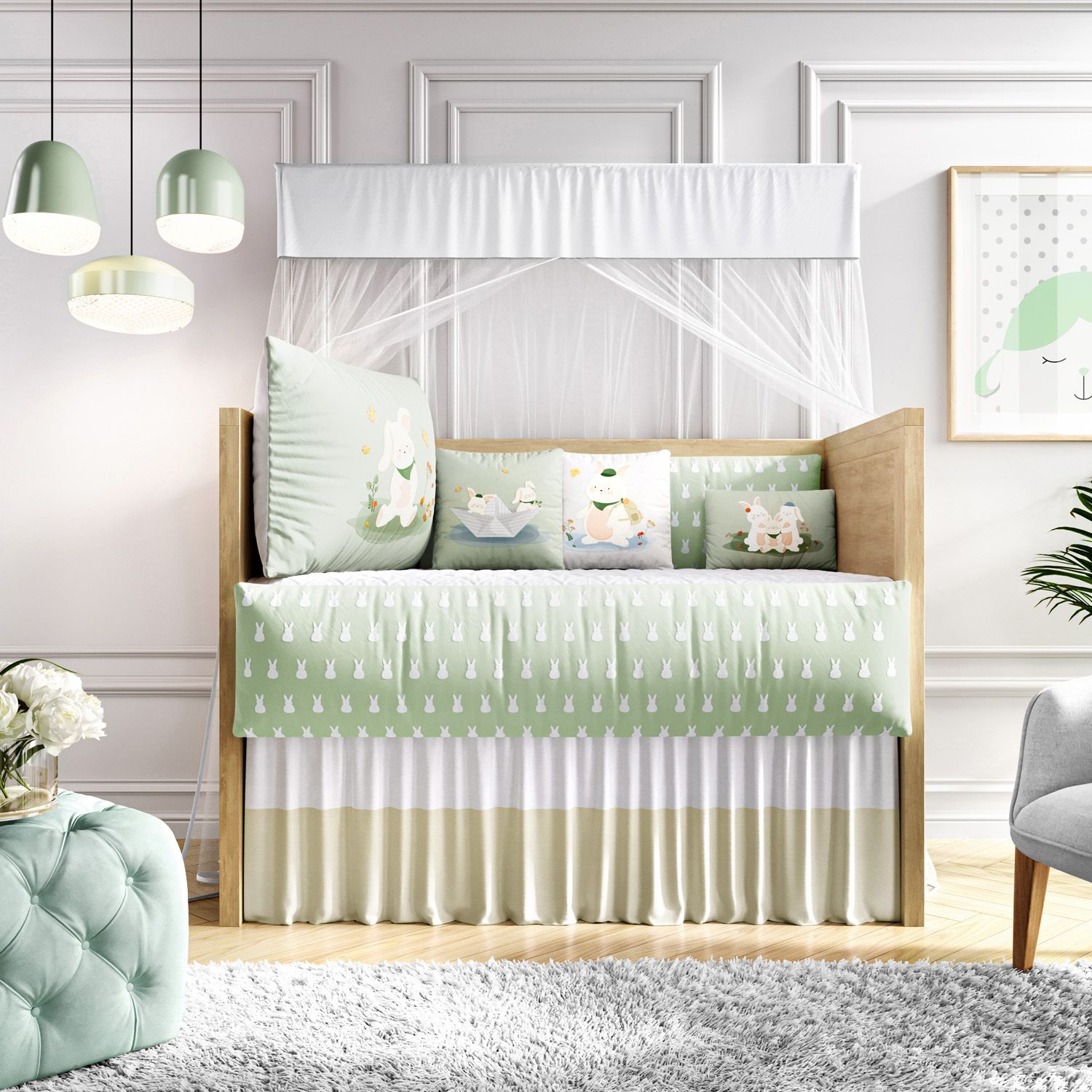 Kit Berço Coelhinho Lulú Verde