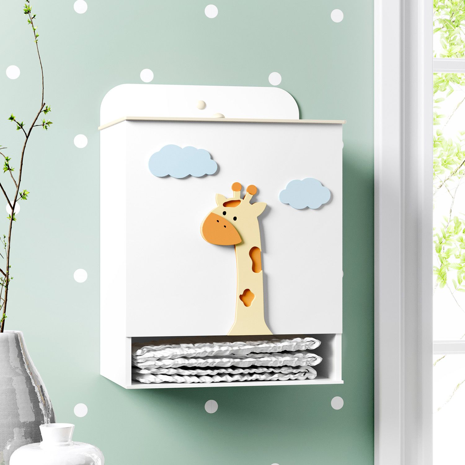 Porta Fraldas MDF Girafinha Arca dos Bichinhos