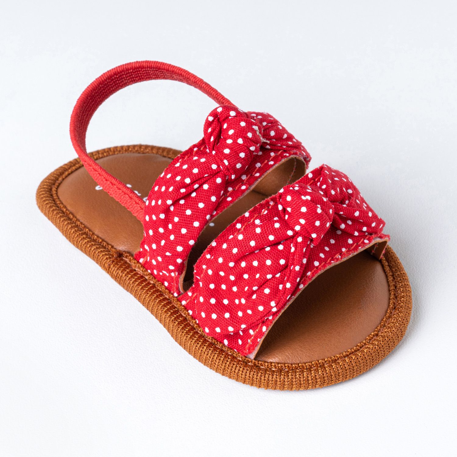 Sandália de Bebê com Faixa de Cabelo Nózinho Poá Vermelho Tam 18