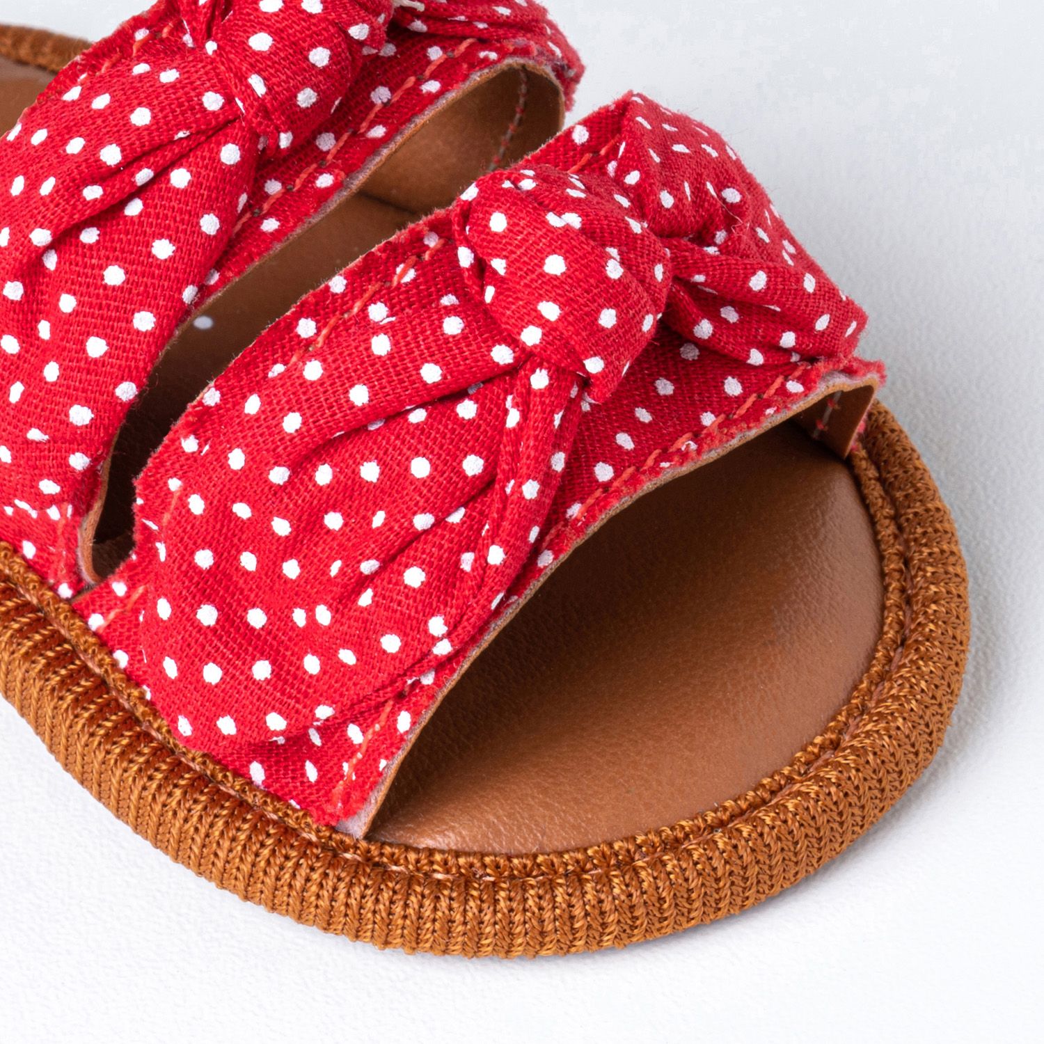 Sandália de Bebê com Faixa de Cabelo Nózinho Poá Vermelho Tam 18