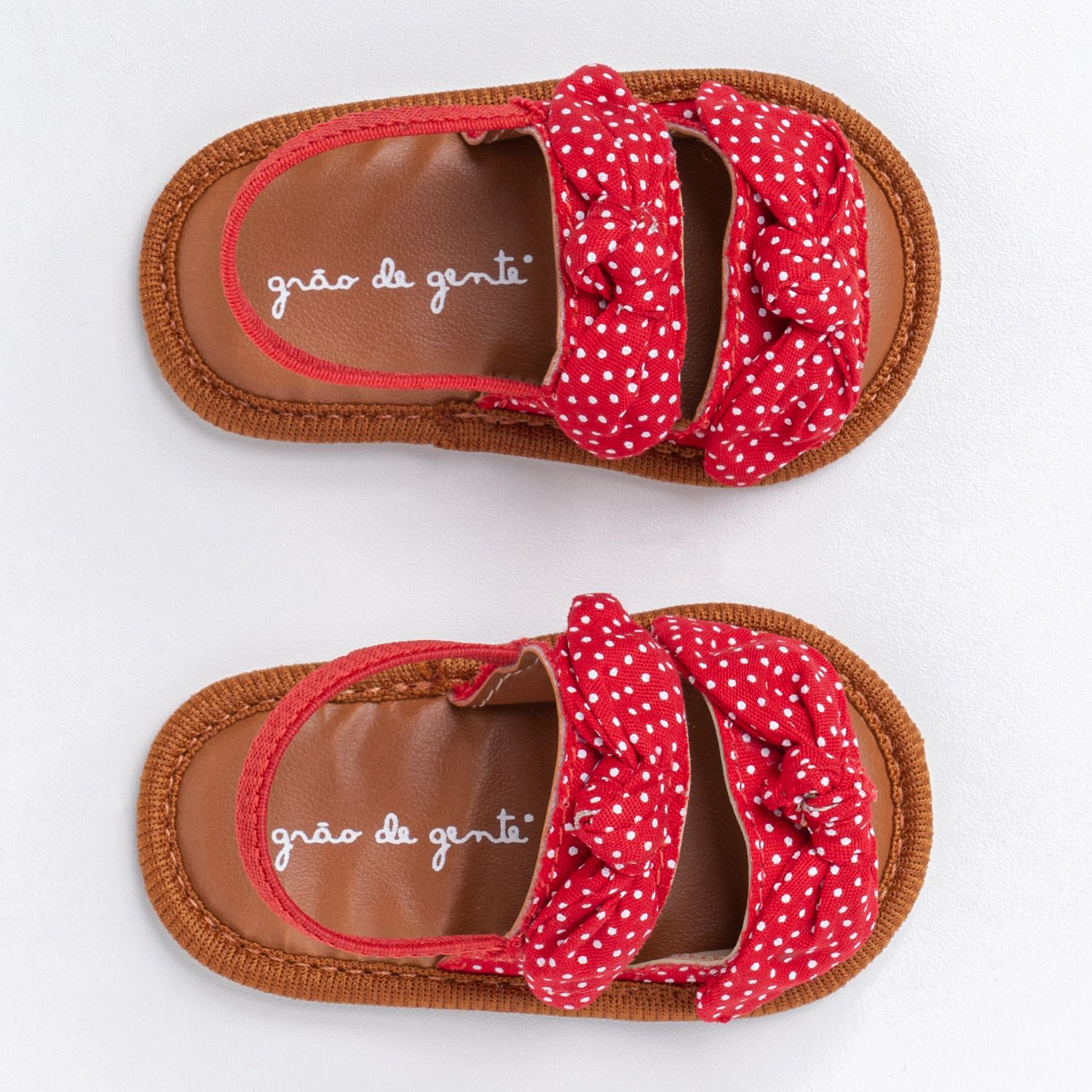 Sandália de Bebê com Faixa de Cabelo Nózinho Poá Vermelho Tam 18