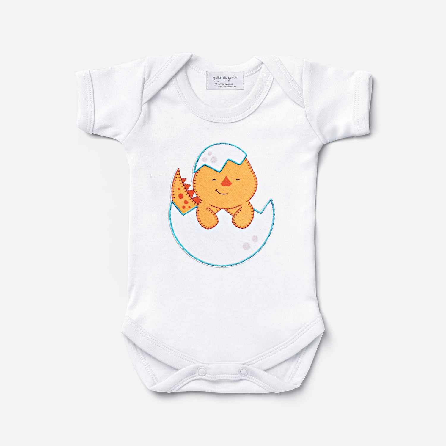 Body Manga Curta Amiguinho Dino Bebê Tam P