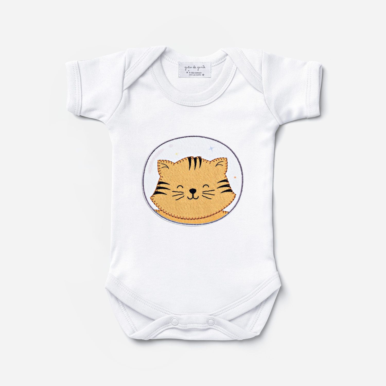 Body Manga Curta Gatinho Astronauta Tam P