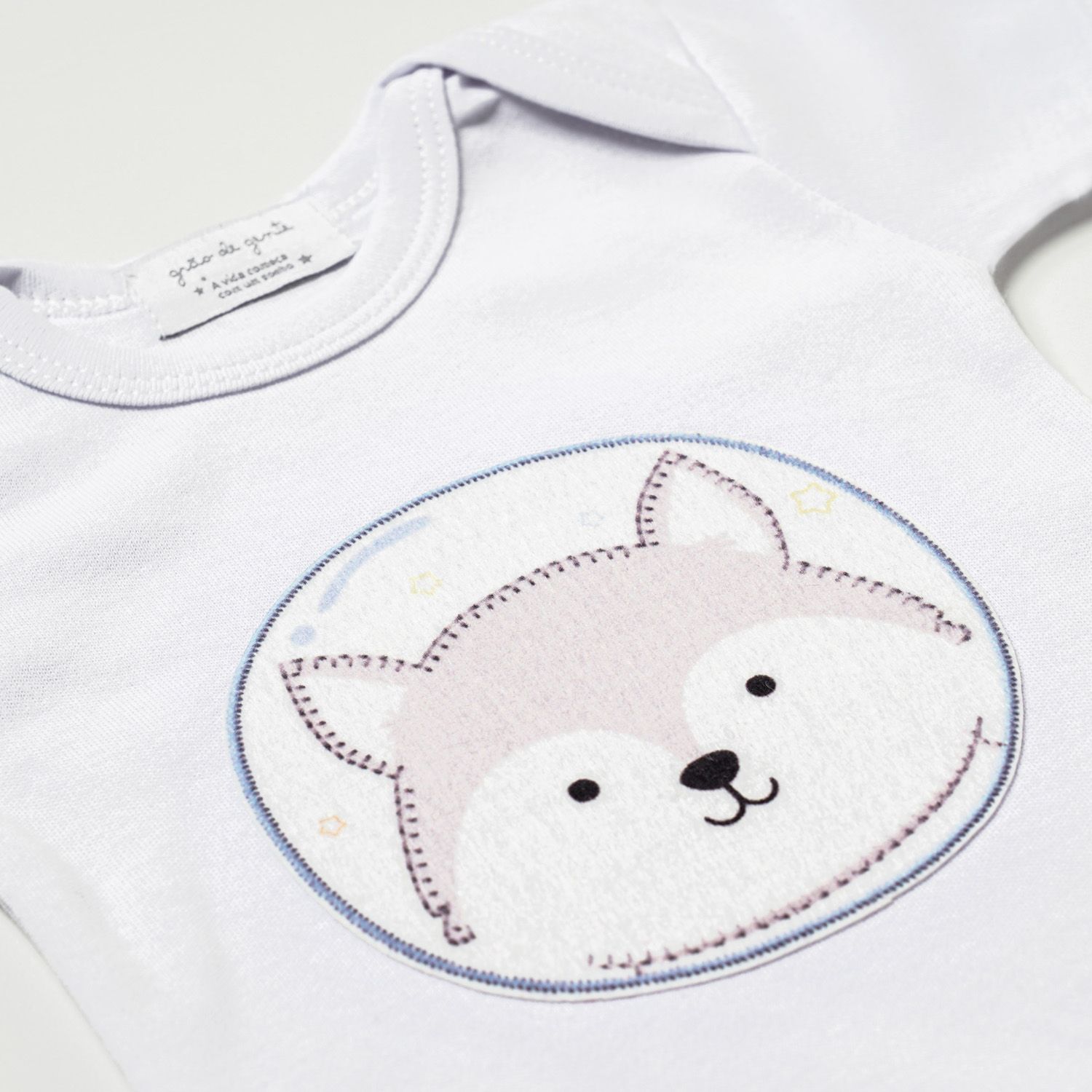 Body Manga Curta Lobinho Astronauta Tam P