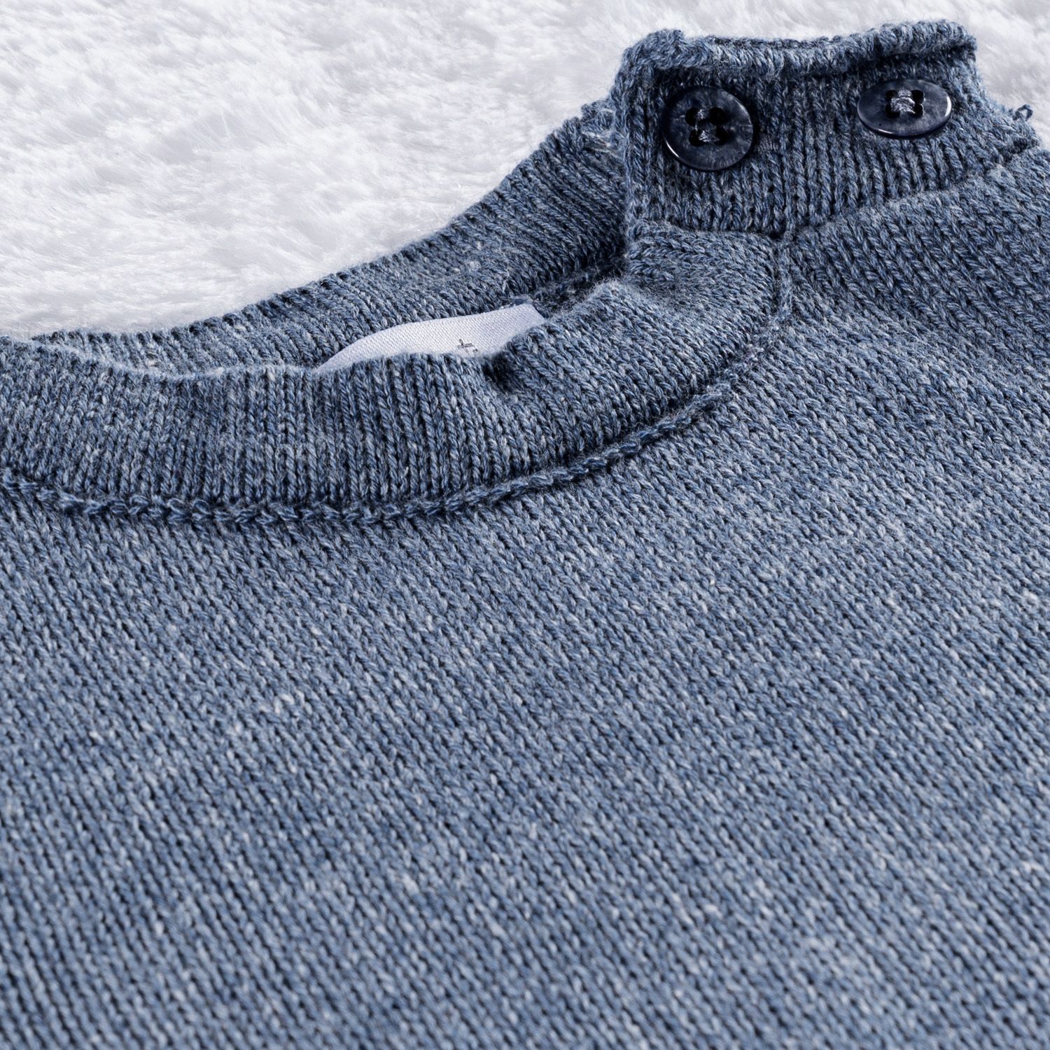 Saída Maternidade Tricot Casaquinho Listrado Azul Jeans 03 Peças