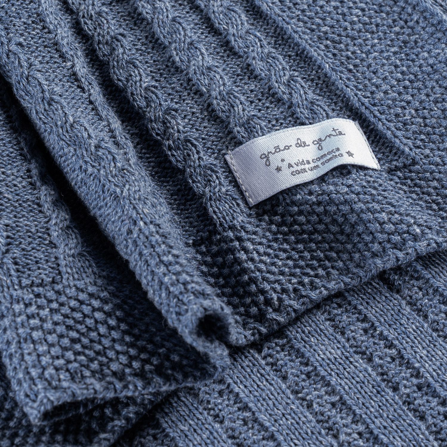 Saída Maternidade Tricot Clássico Poá Azul 03 Peças