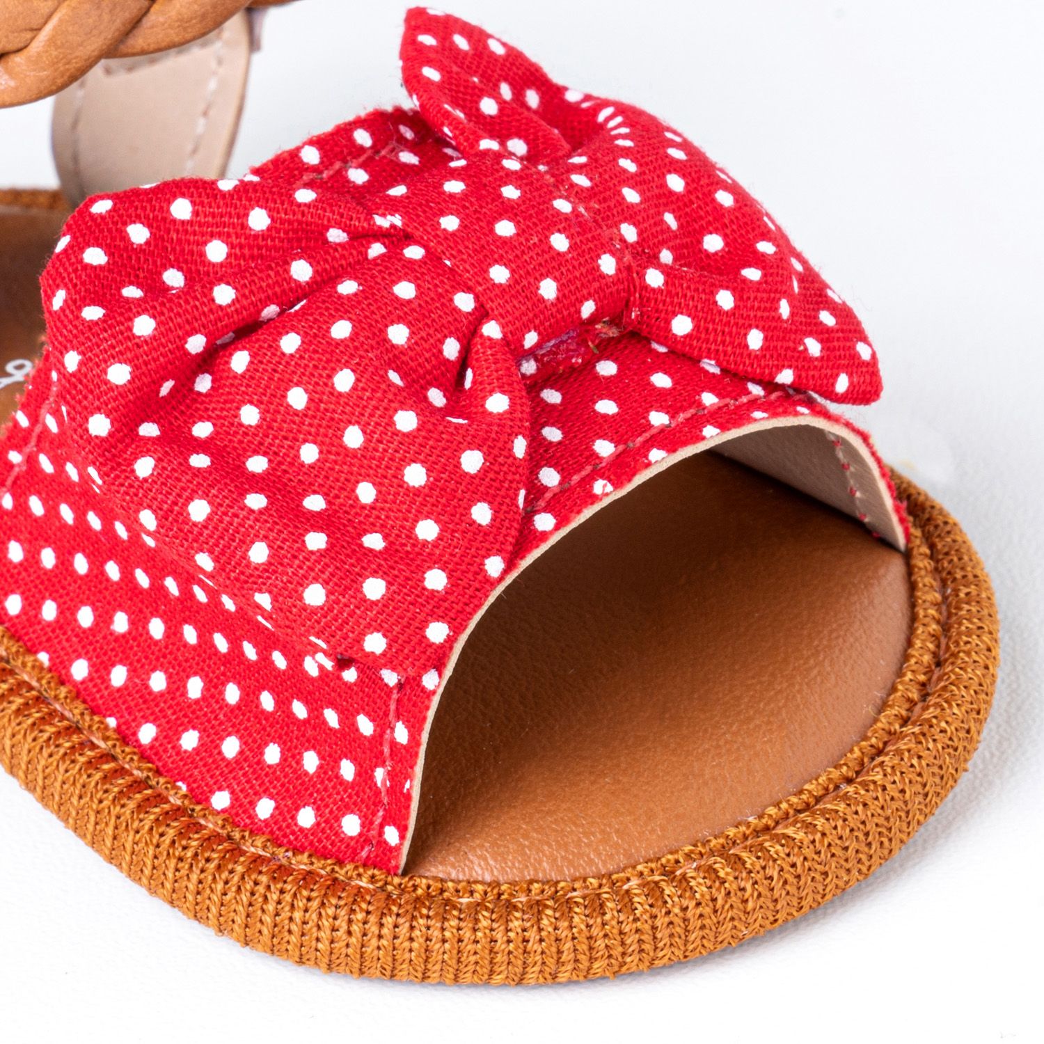 Sandália de Bebê com Faixa de Cabelo Maxi Lacinho Poá Vermelho Tam 15