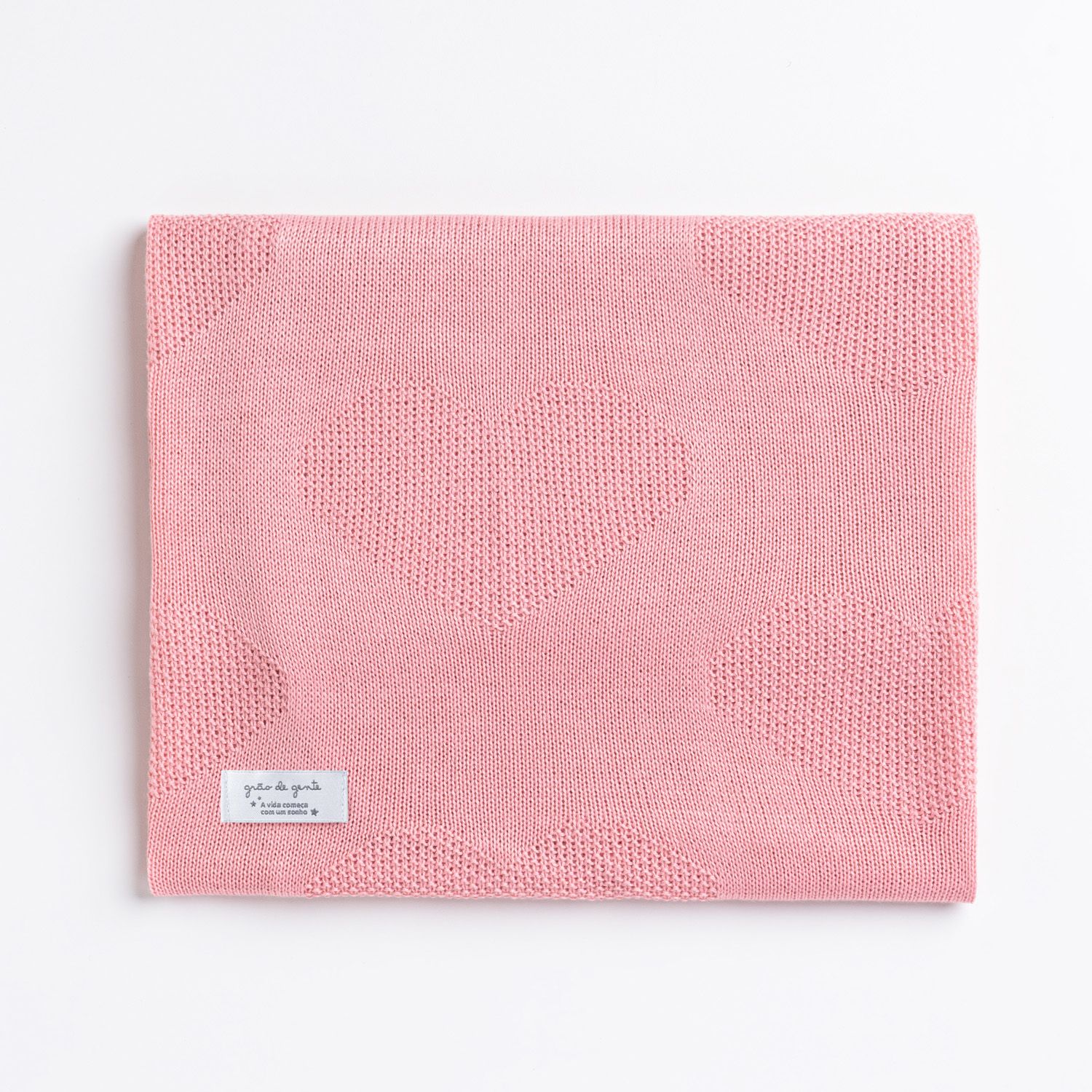 Manta Bebê Tricot Coração Rosa 80cm