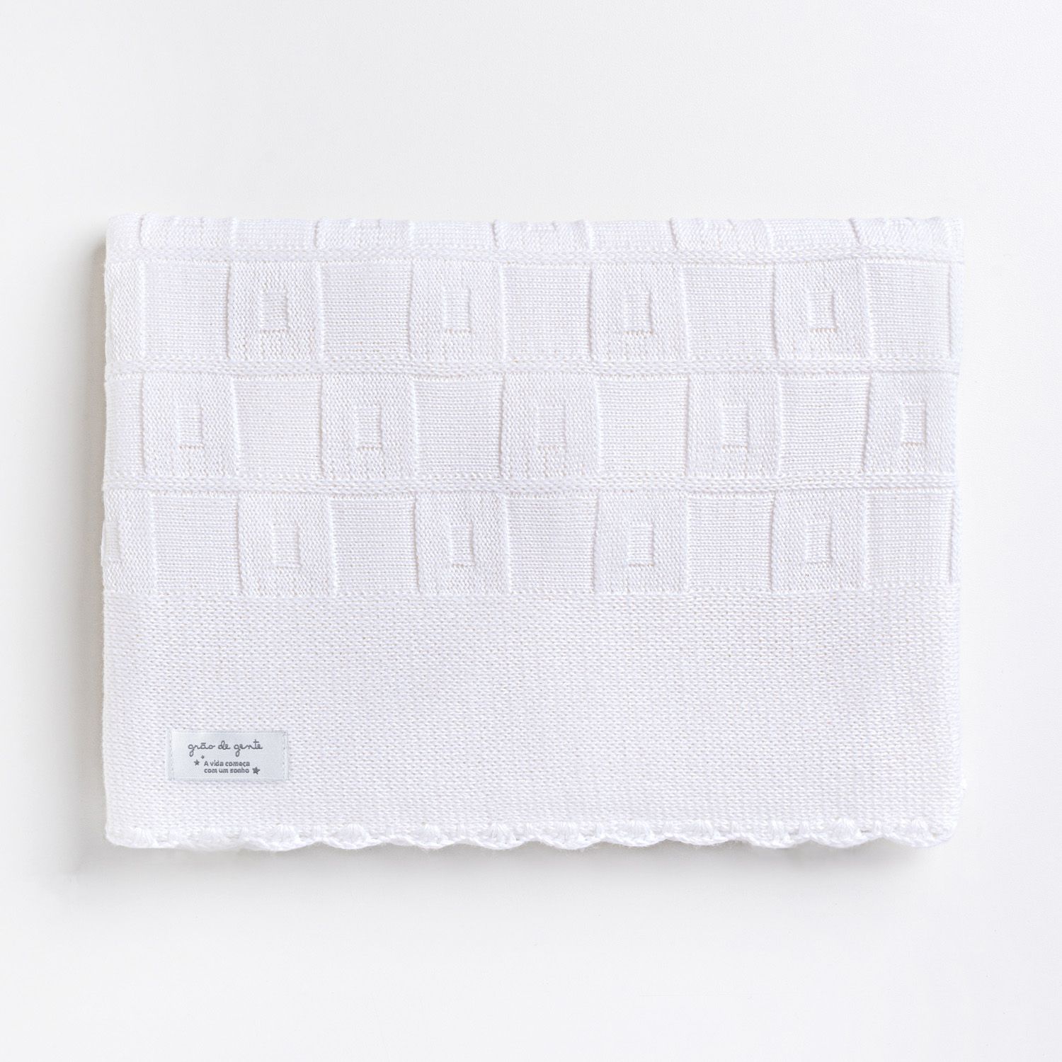 Manta Bebê Tricot Quadrado Perfeito Branco 80cm