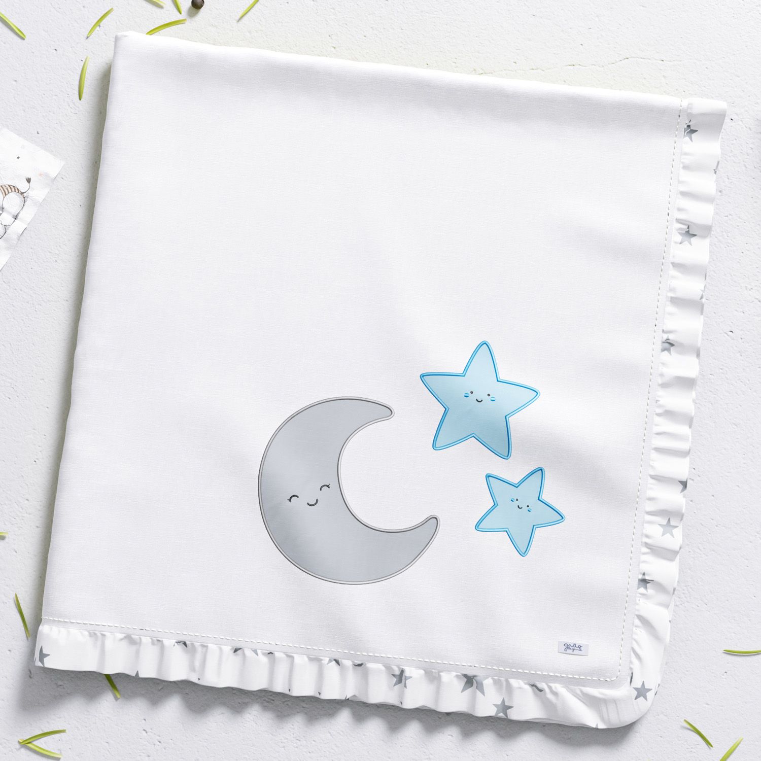 Meu Primeiro Presente Amiguinha Lua Cinza e Azul 03 Peças