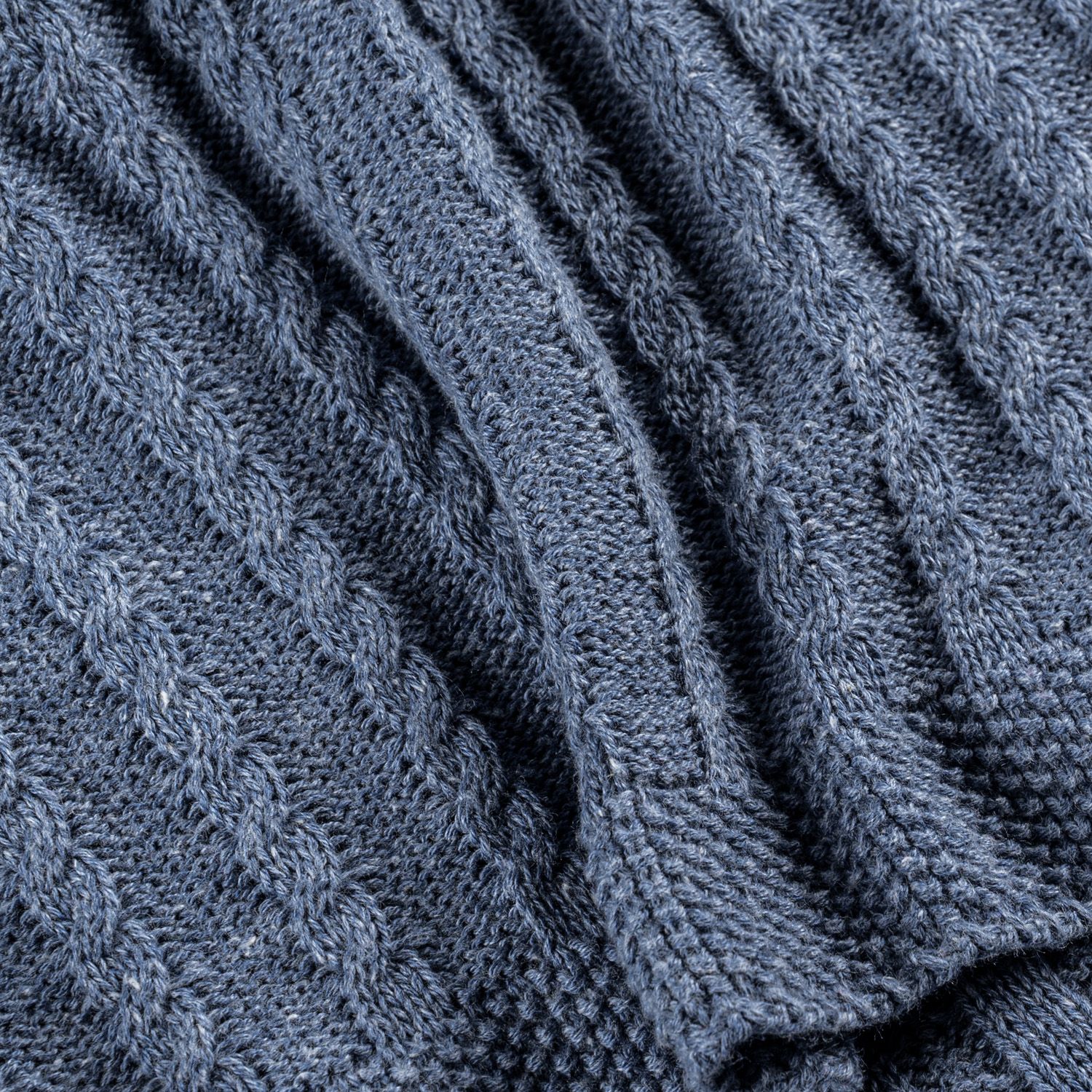 Manta Bebê Tricot Trança Azul Jeans 80cm