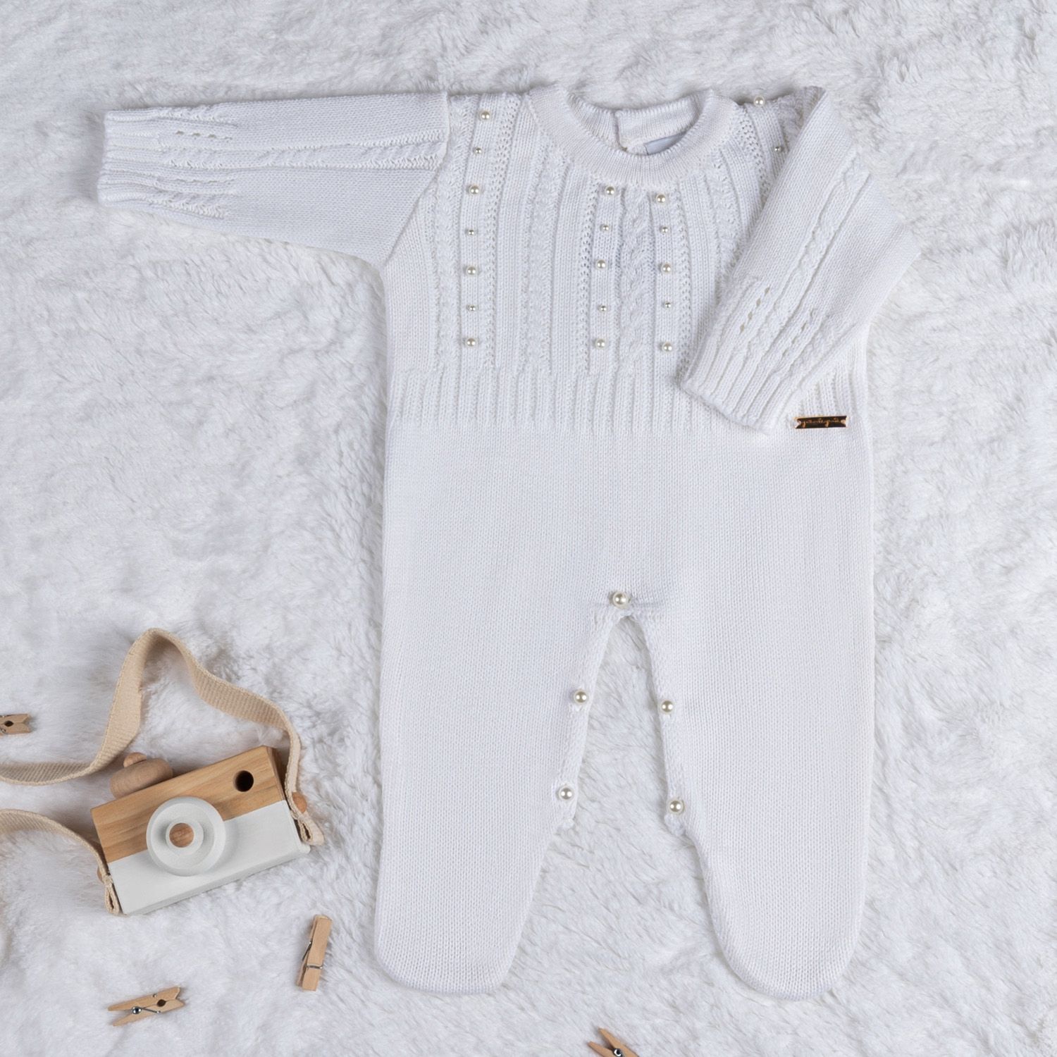 Macacão Tricot Trança Pérola Vermelho