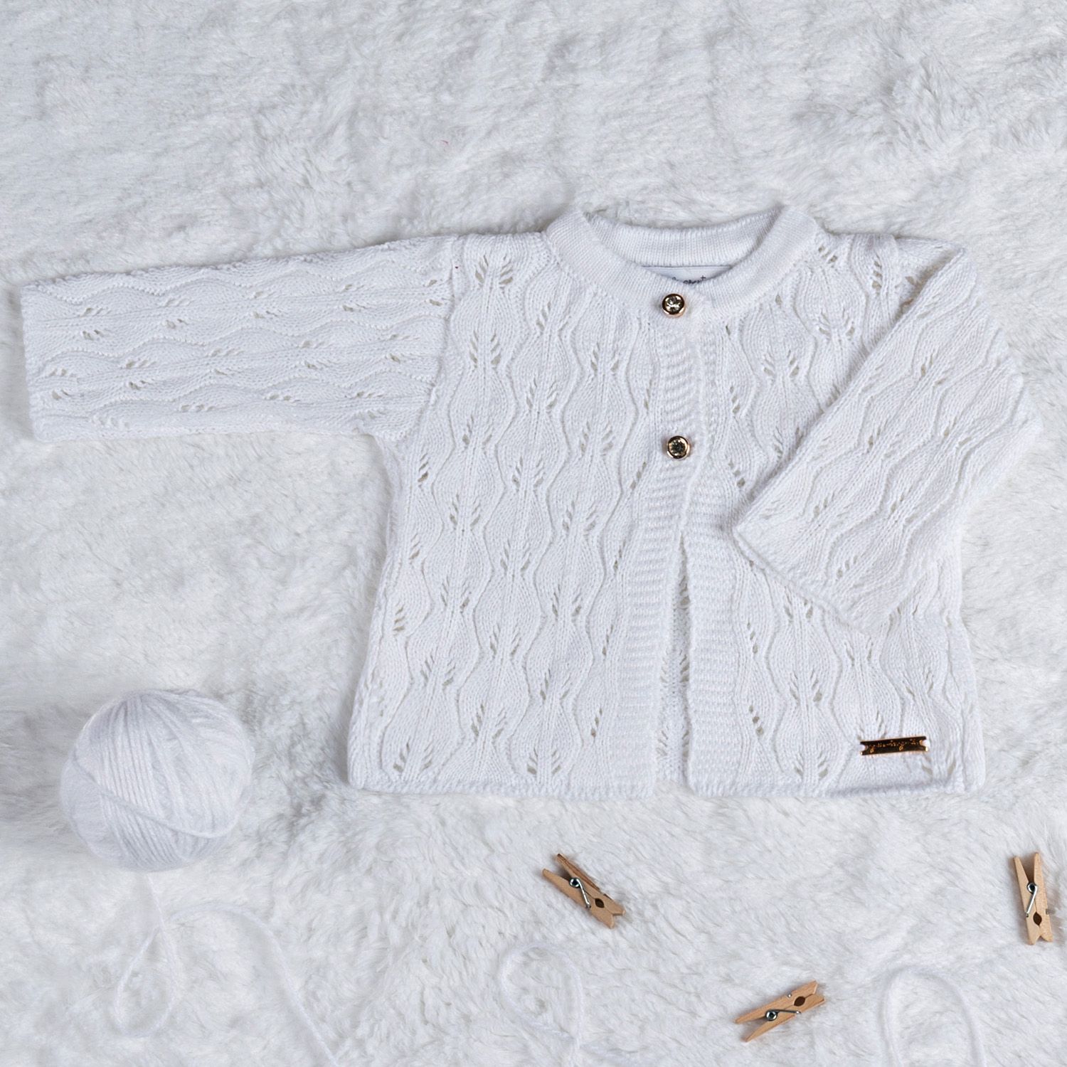 Casaquinho Tricot Vazado Amarelo Camomila