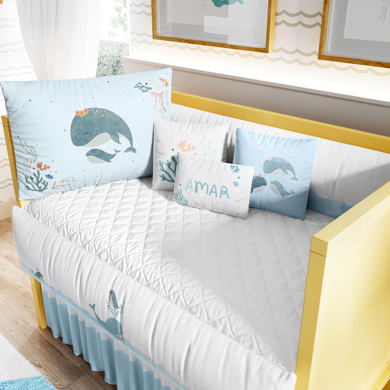 Kit Berço Mamãe e Bebê Baleia