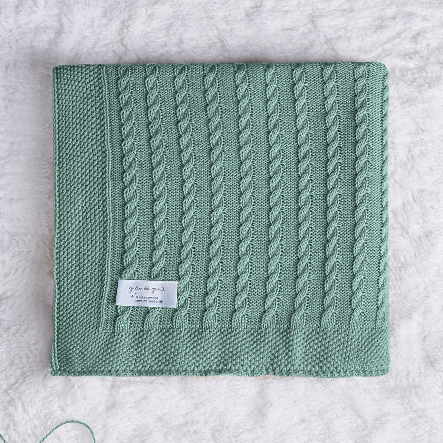 Manta Bebê Tricot Trança Azul Marinho 80cm