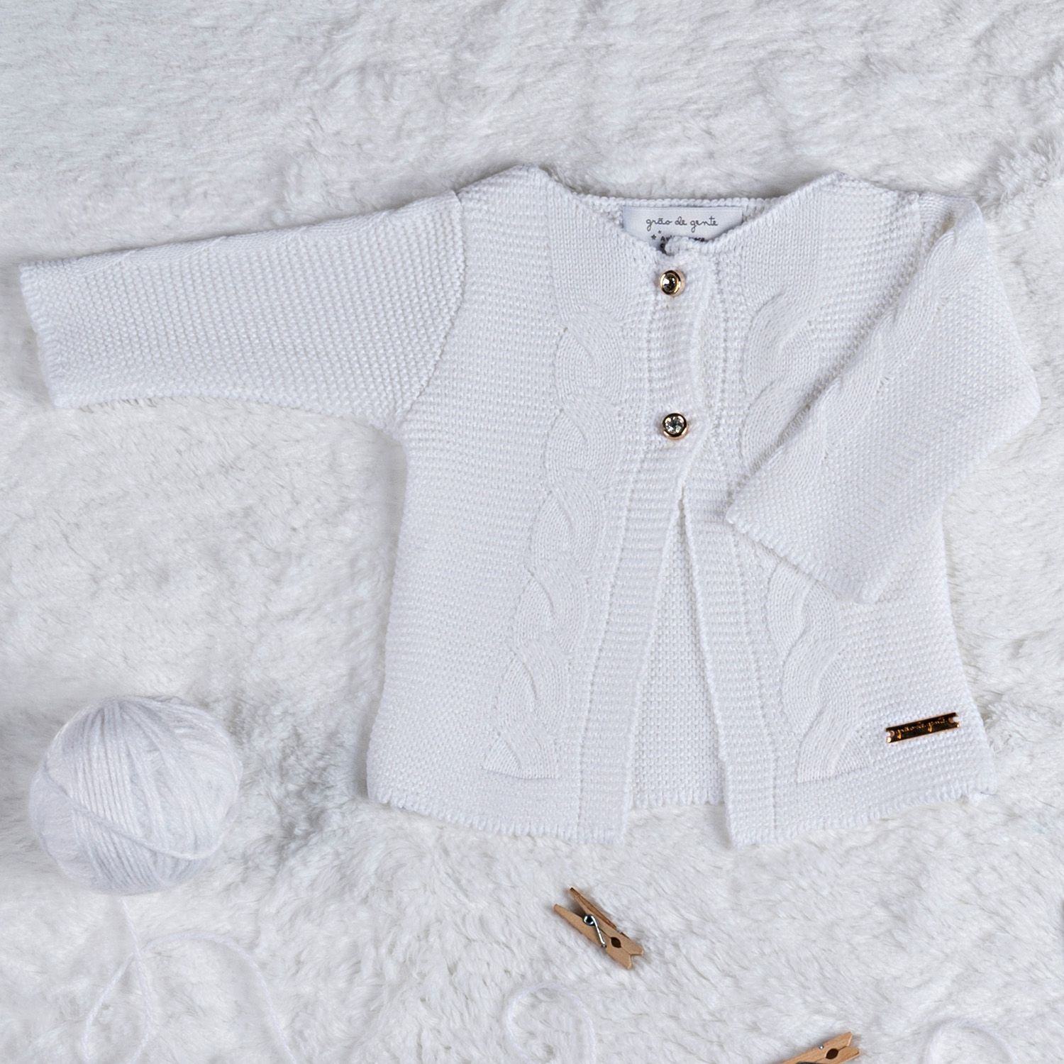 Casaquinho Tricot Trança Clássico Rosa