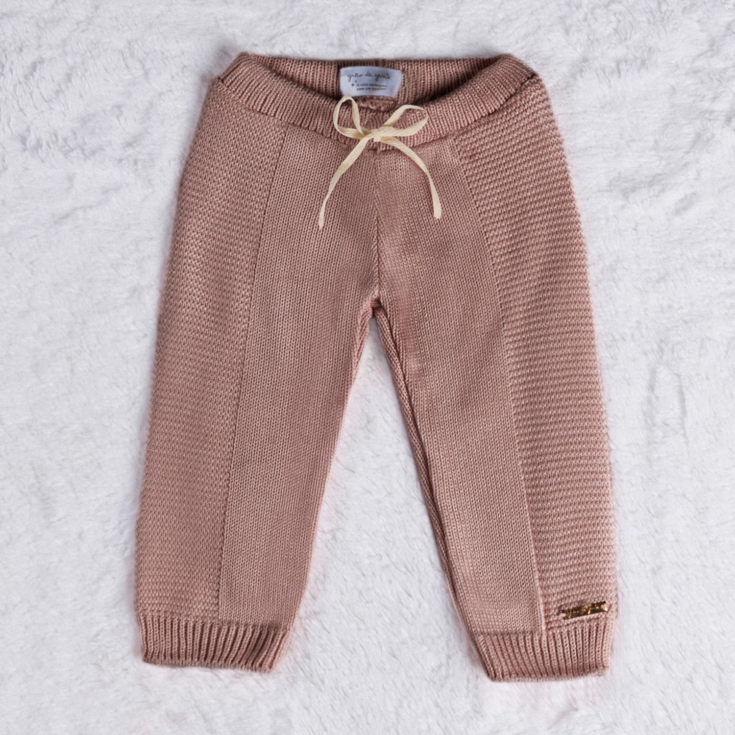 Calça Bebê Tricot Faixa Lateral Branco