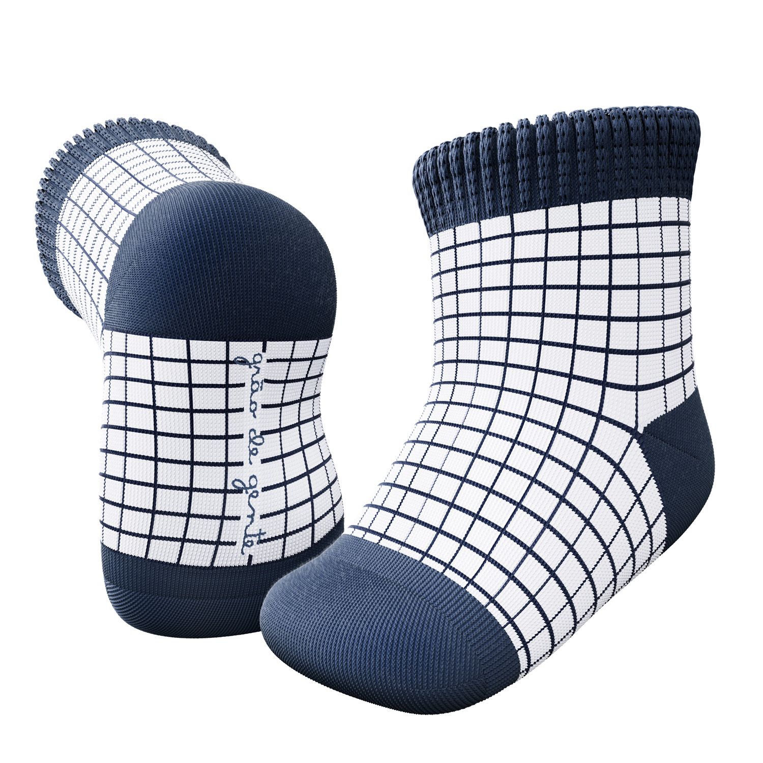 Meia Bebê Grid Azul Marinho