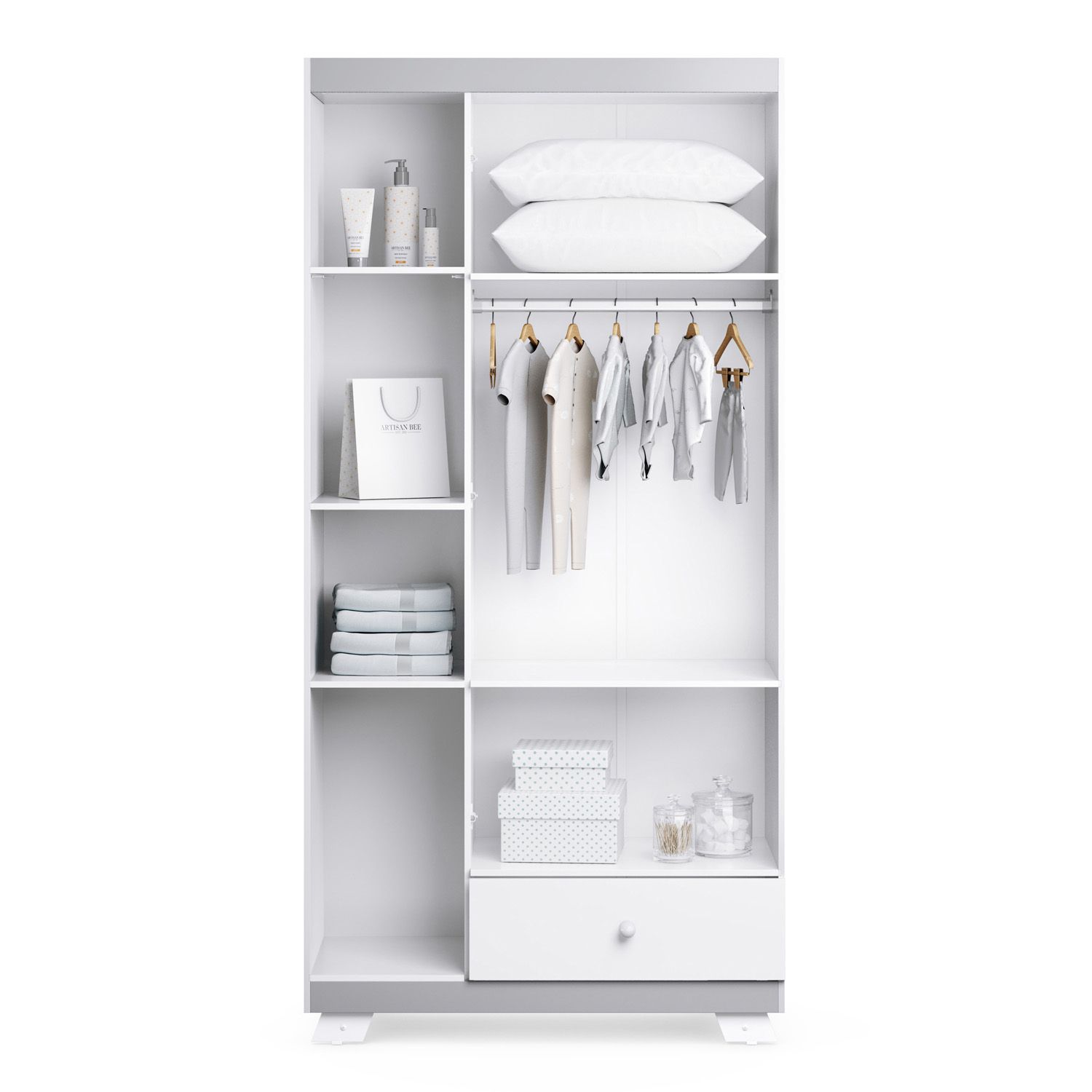 Guarda Roupa Infantil Branco 3 Portas Retrô Chique