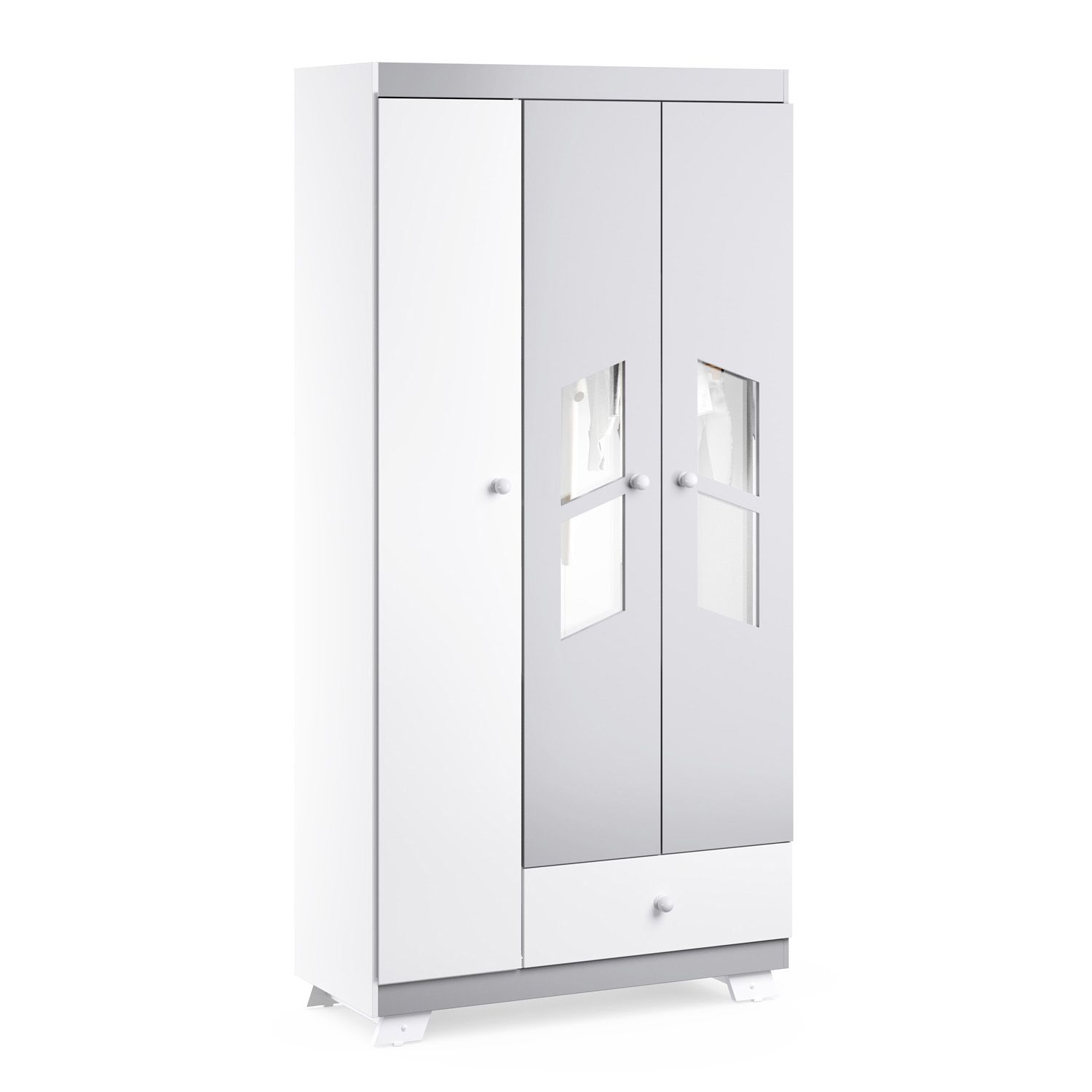 Guarda Roupa Infantil Branco 3 Portas Retrô Chique
