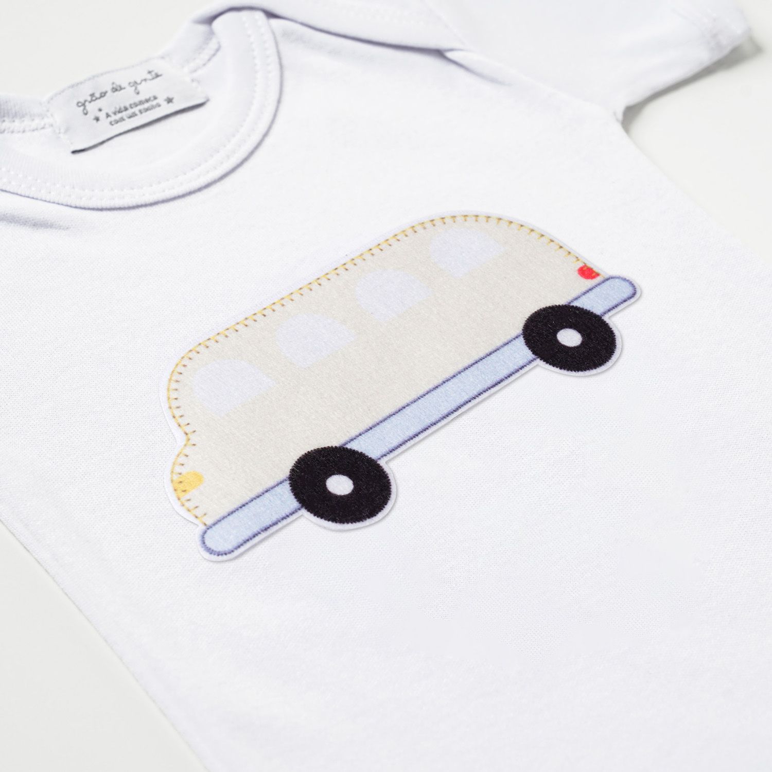 Body Manga Curta Ônibus Amarelo Tam P