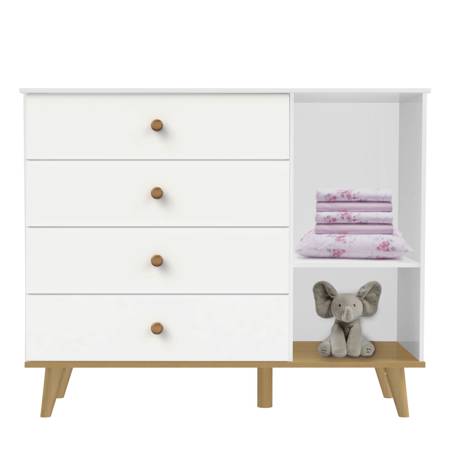 Cômoda Infantil Branco com Porta Ludi Retrô
